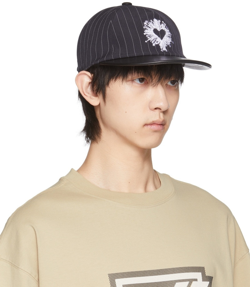 We11done Navy Heart Embroidery Stripe Cap outlook