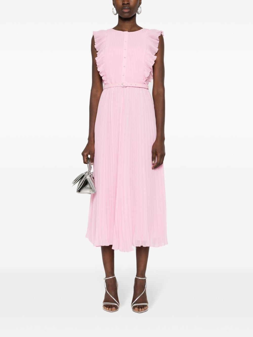self portrait pleated chiffon midi dress REVERSIBLE