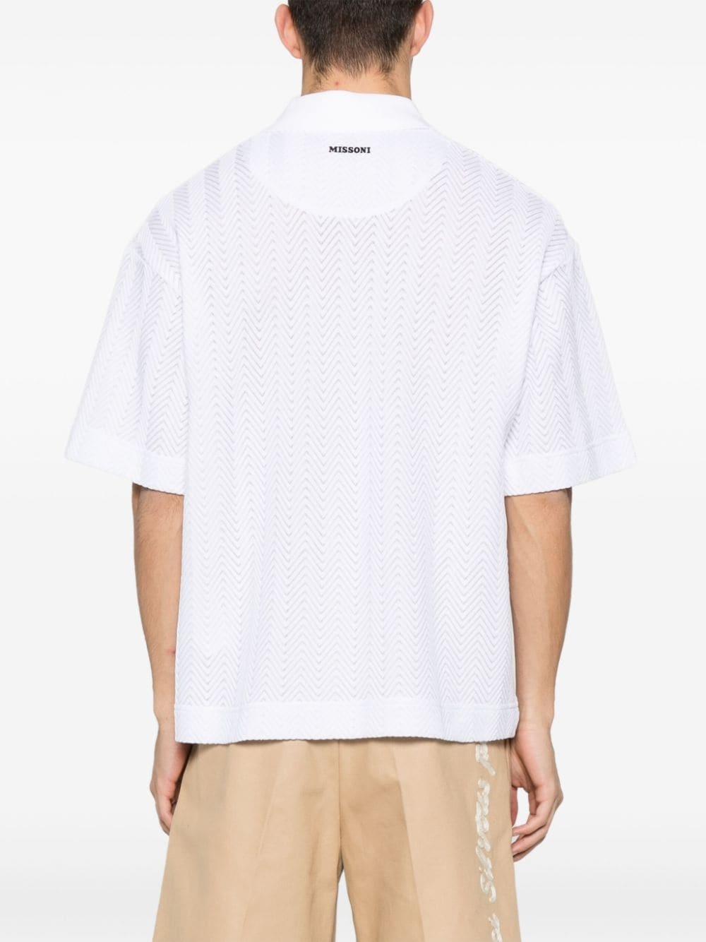 zigzag-woven polo shirt - 4