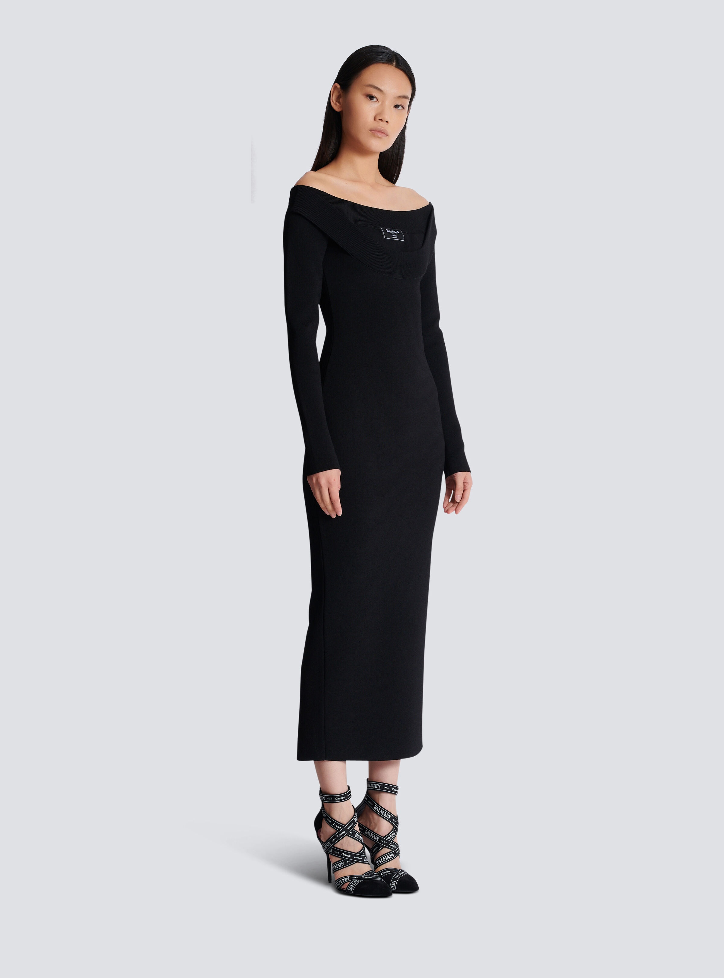 Long plain knit dress - 3