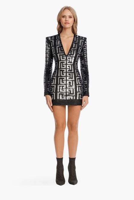 Short sequinned Balmain monogram dress - 4