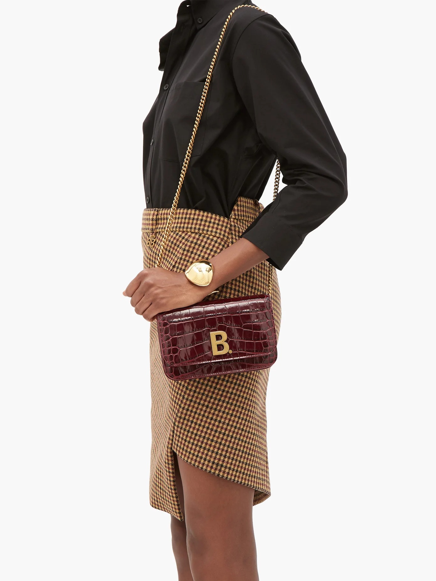 B. mini crocodile-effect leather cross-body bag - 3