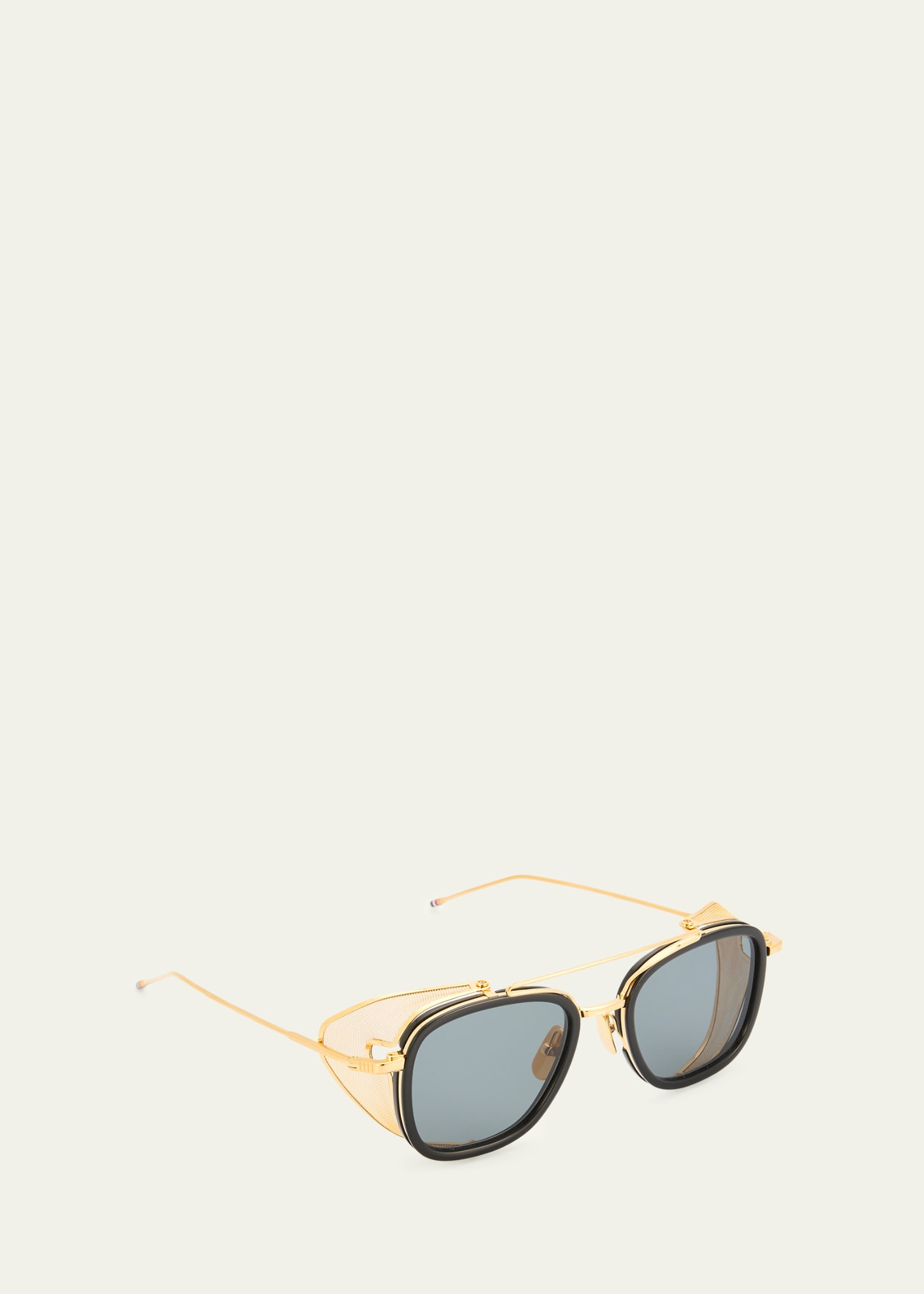 Men's Acetate and Titanium Rectangle Sunglasses with Side Shields - 3