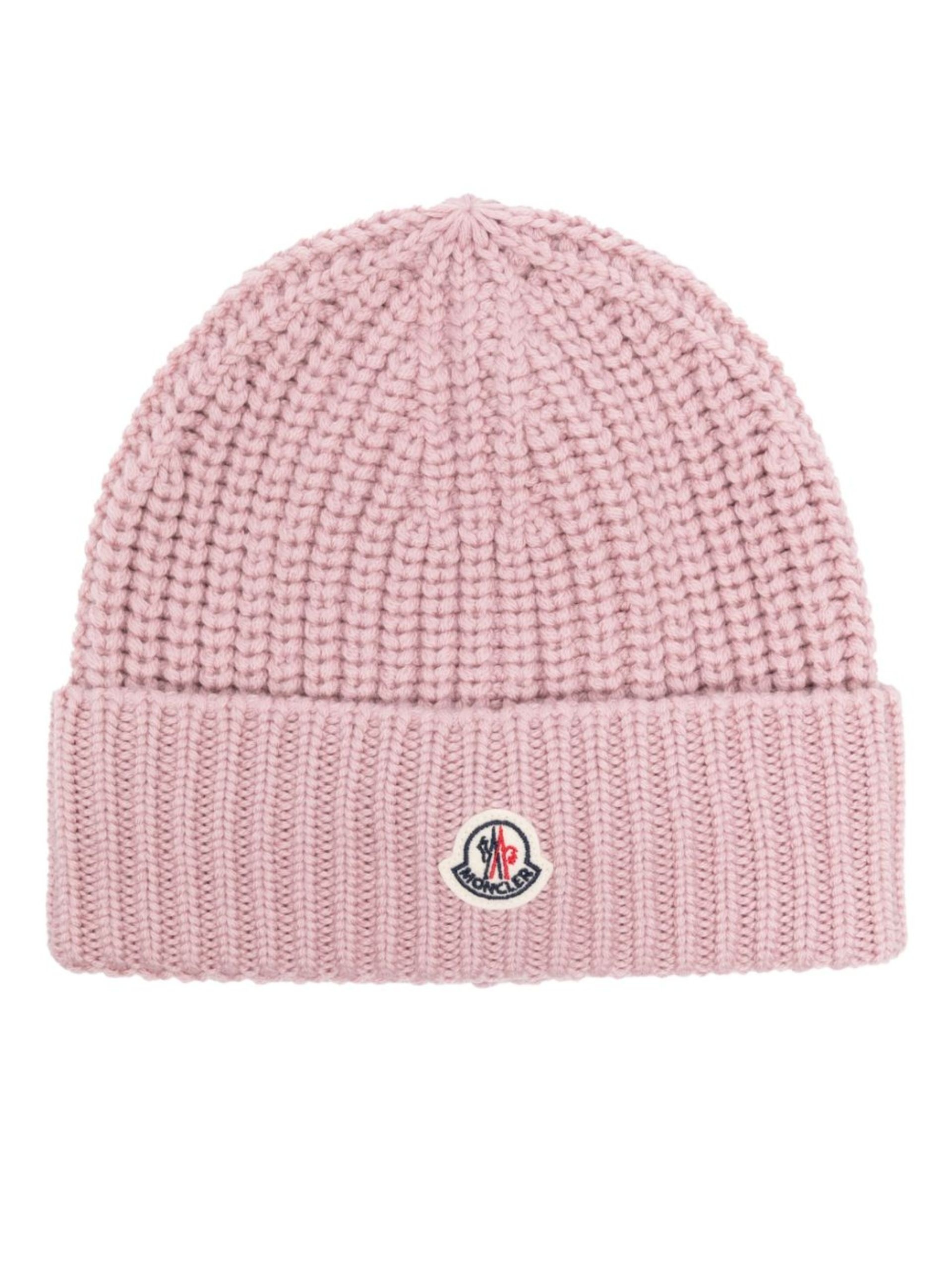 Pink Logo-Patch Virgin-Wool Beanie - 1