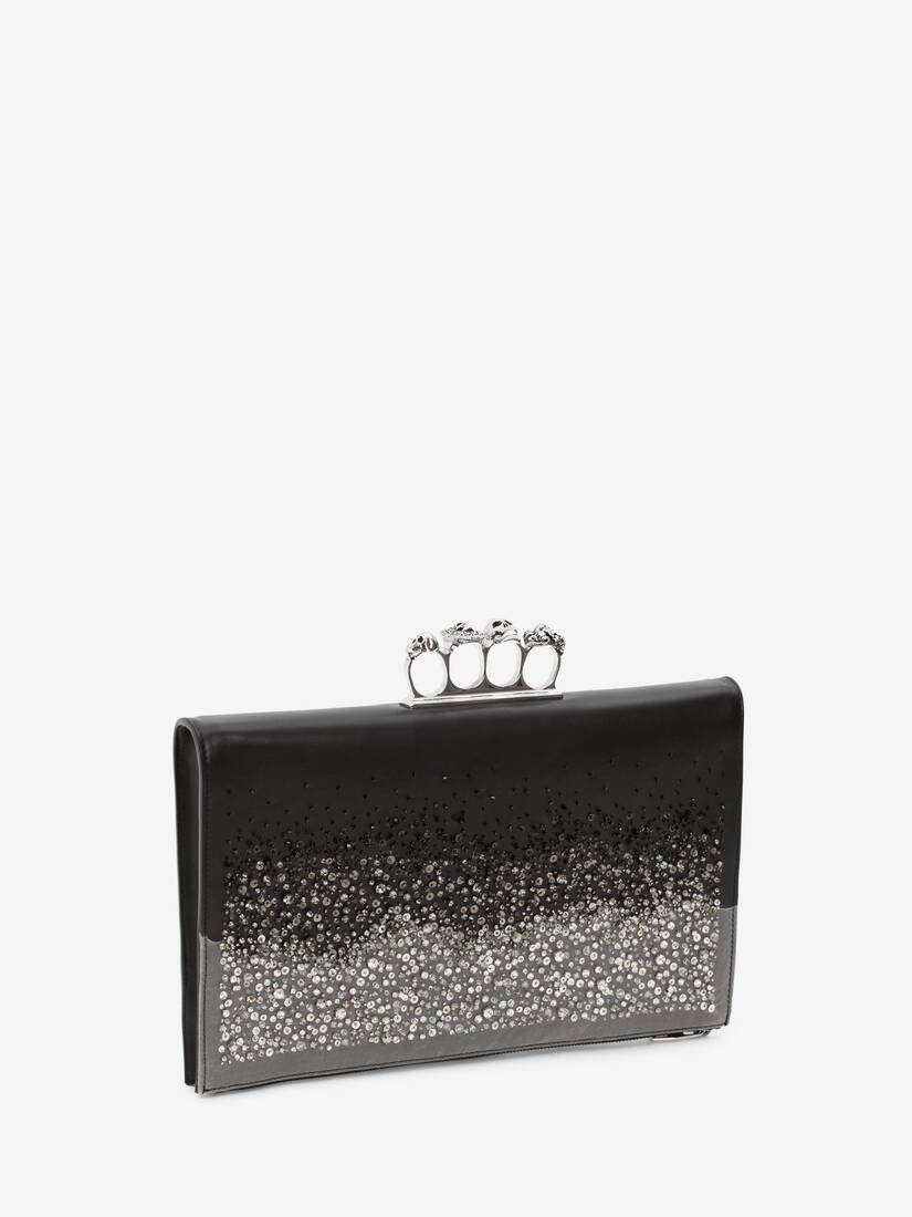 Four Ring Flat Pouch in Black/grey - 2