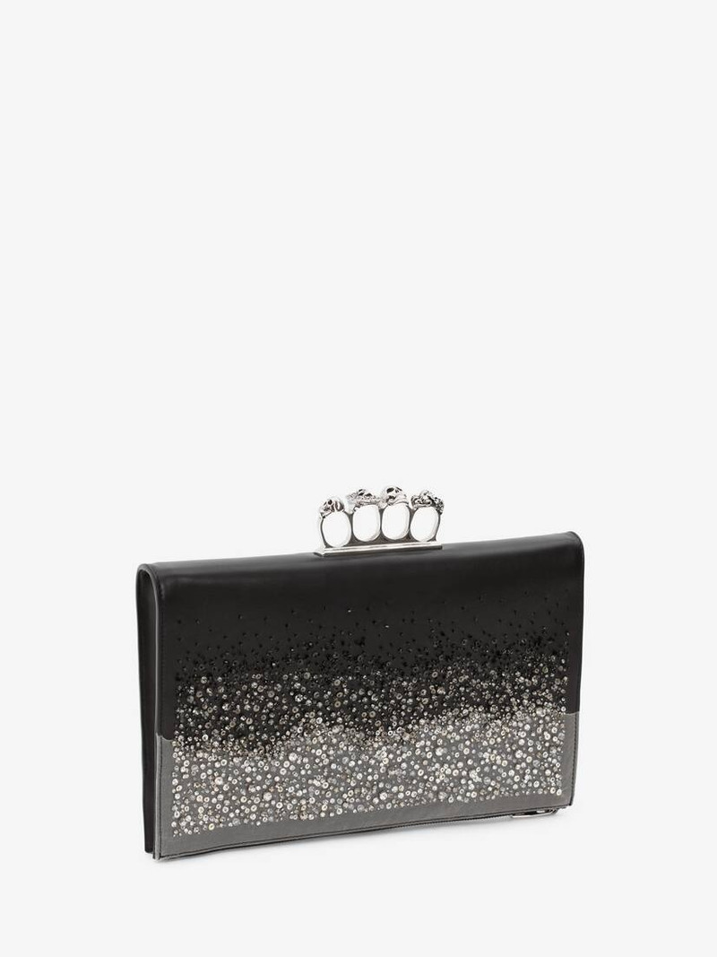Four Ring Flat Pouch in Black/grey 2