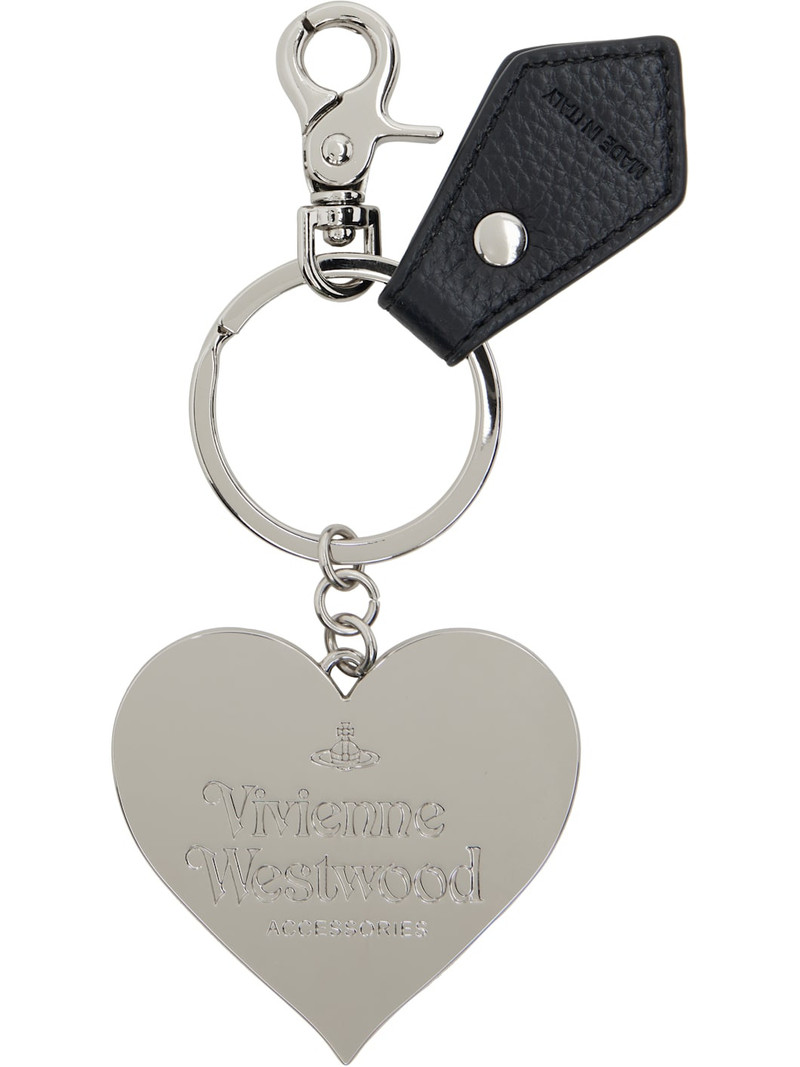 Vivienne Westwood Black Mirror Heart Orb Keychain outlook