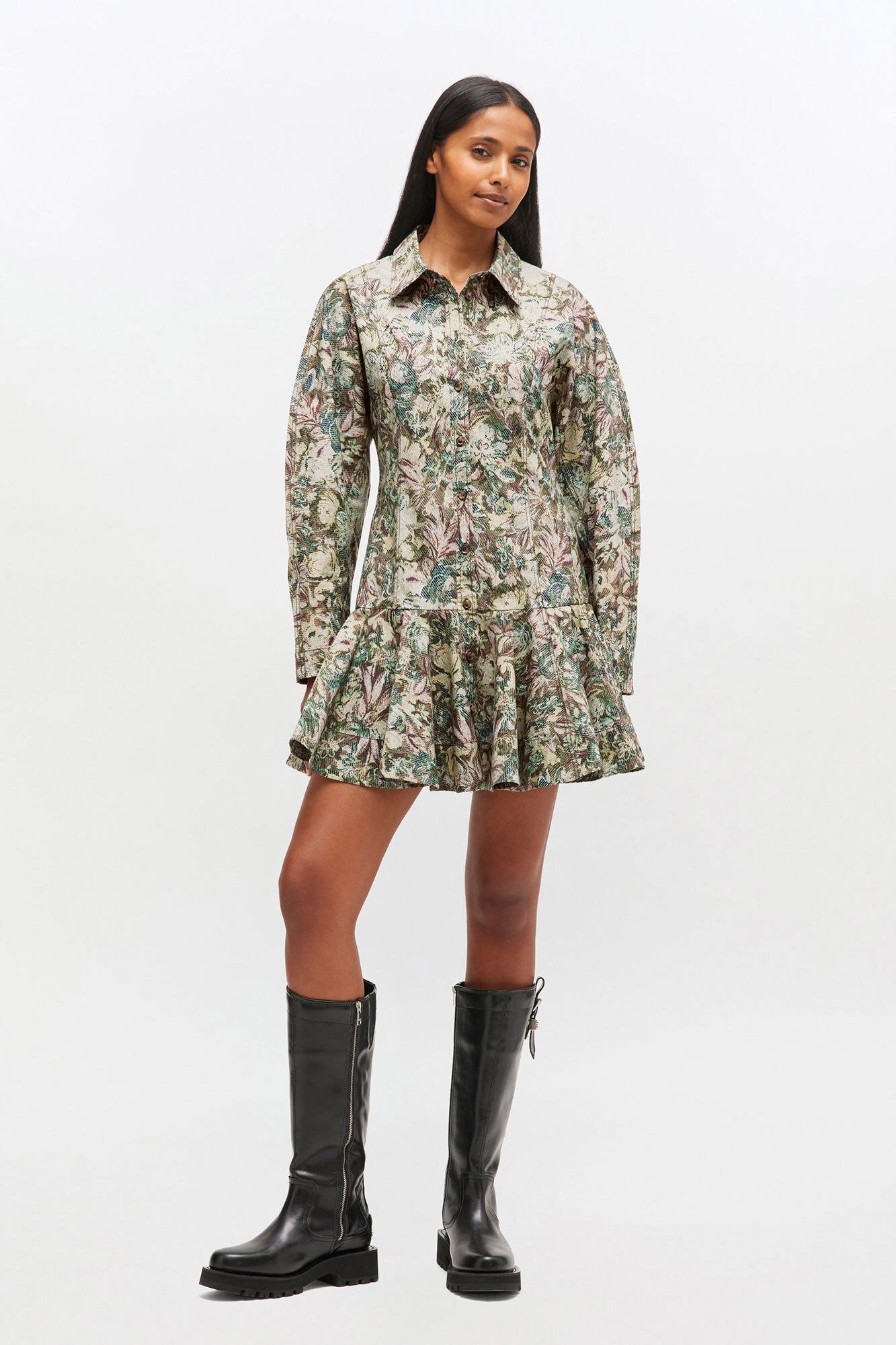TAPESTRY FLORAL SHIRT DRESS - 2