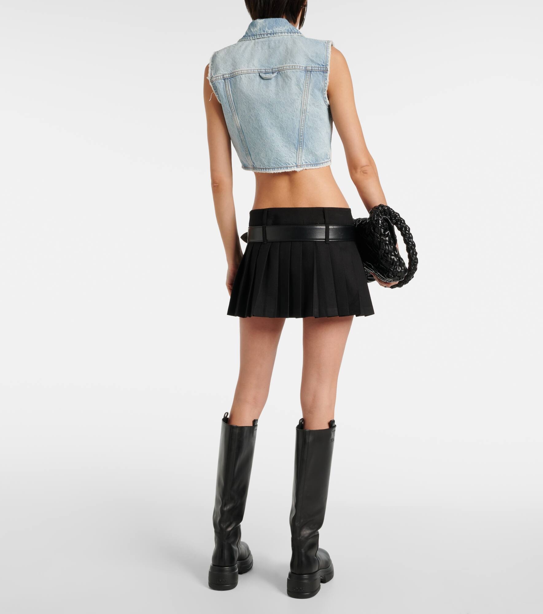 Cropped denim vest - 3