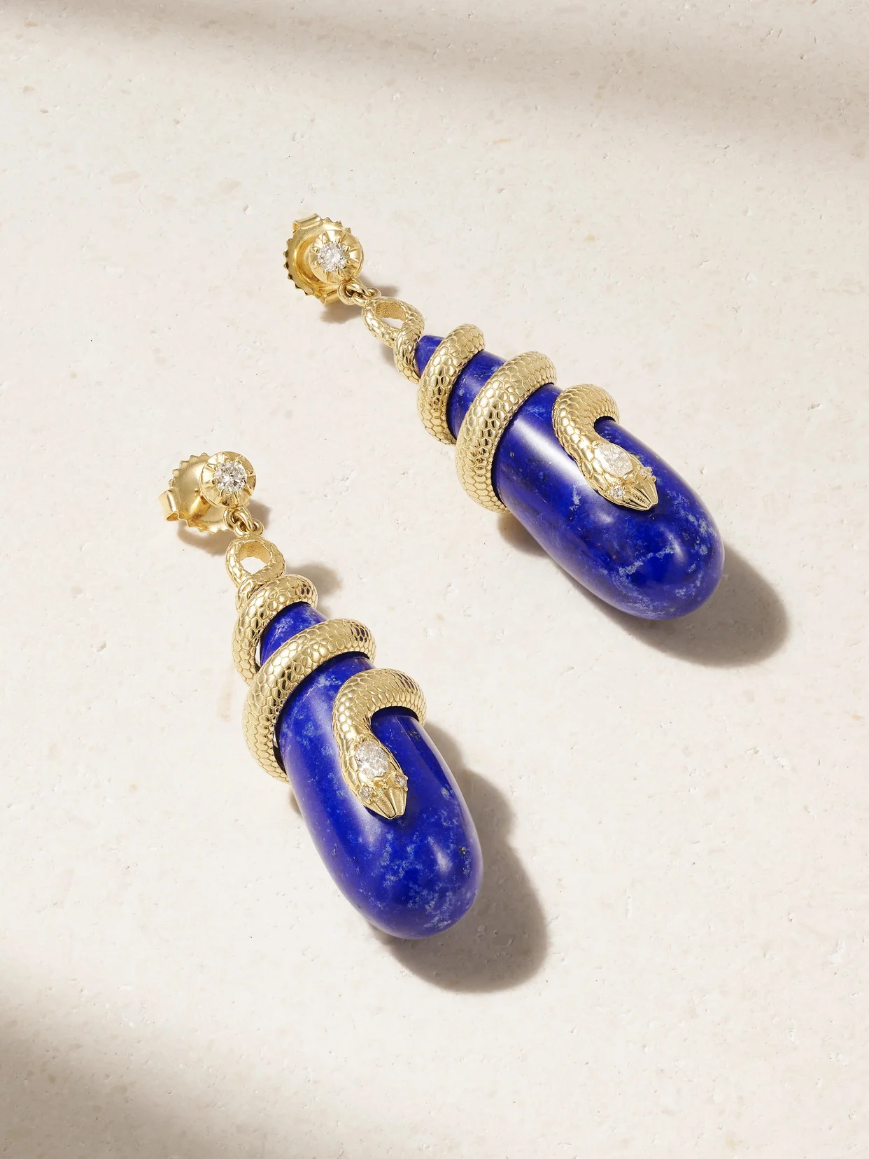 14-karat Gold, Diamond And Lapis Lazuli Earrings - 1