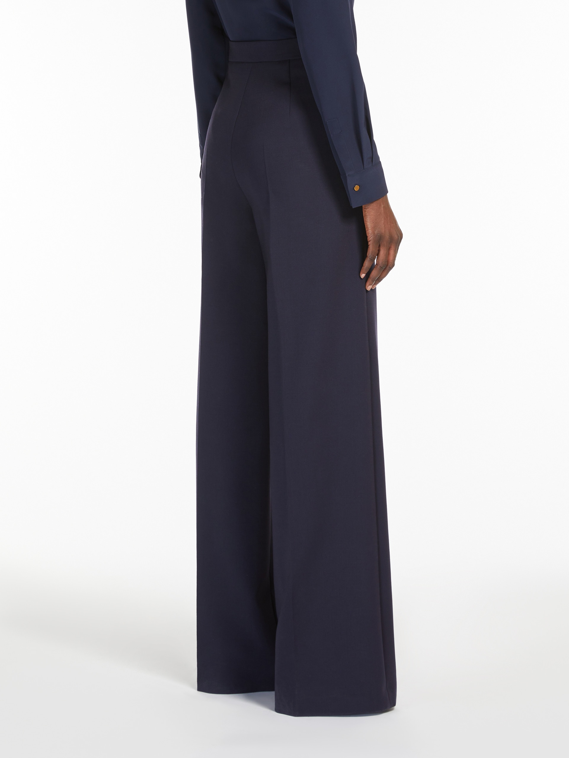 POLONIA Wide-leg wool canvas trousers - 4