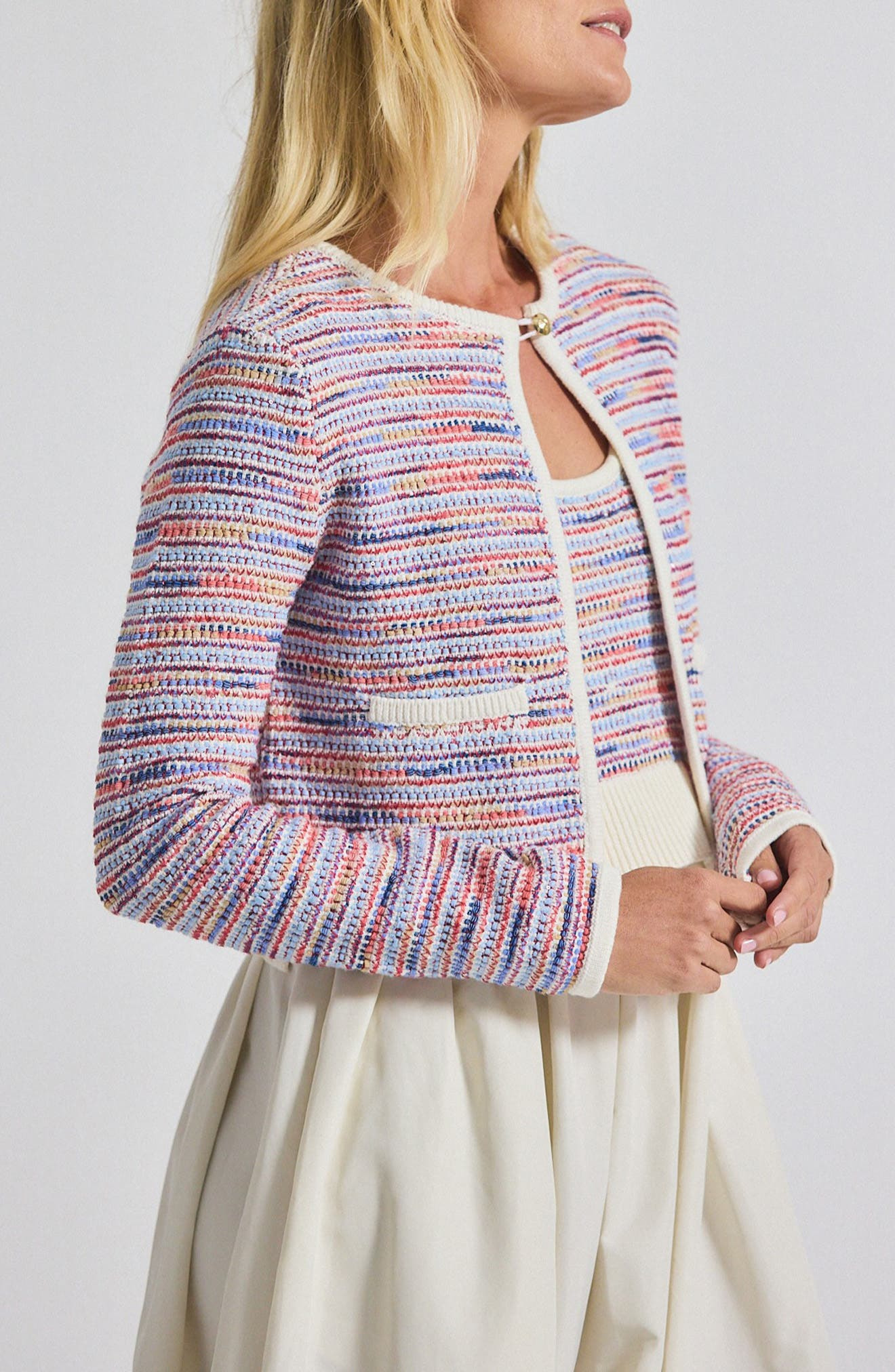 Derek Lam 10 Crosby Findley Space Dye Cardigan in Raspberry Multi at Nordstrom - 3