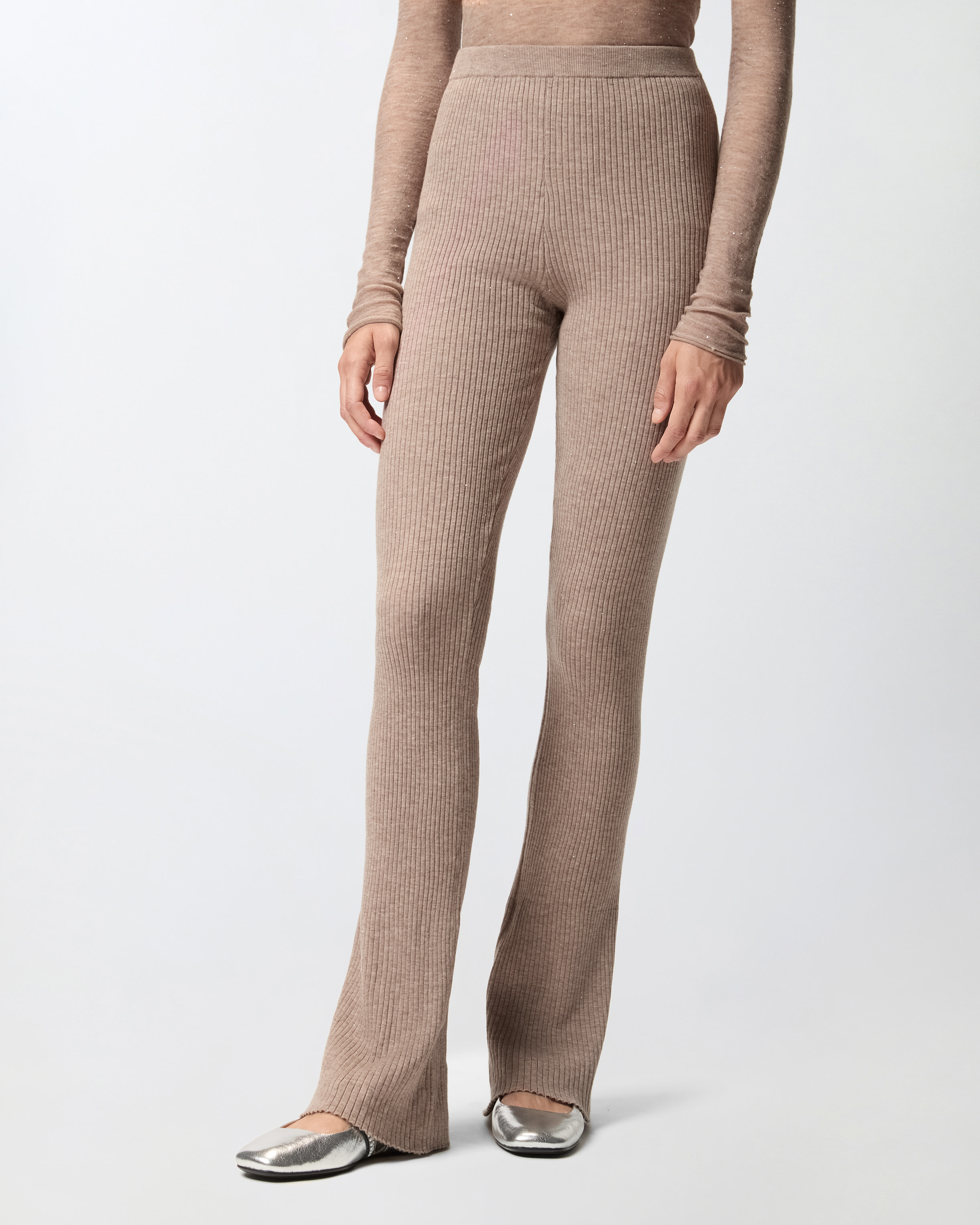 LONG FLARED KNIT TROUSERS - 3