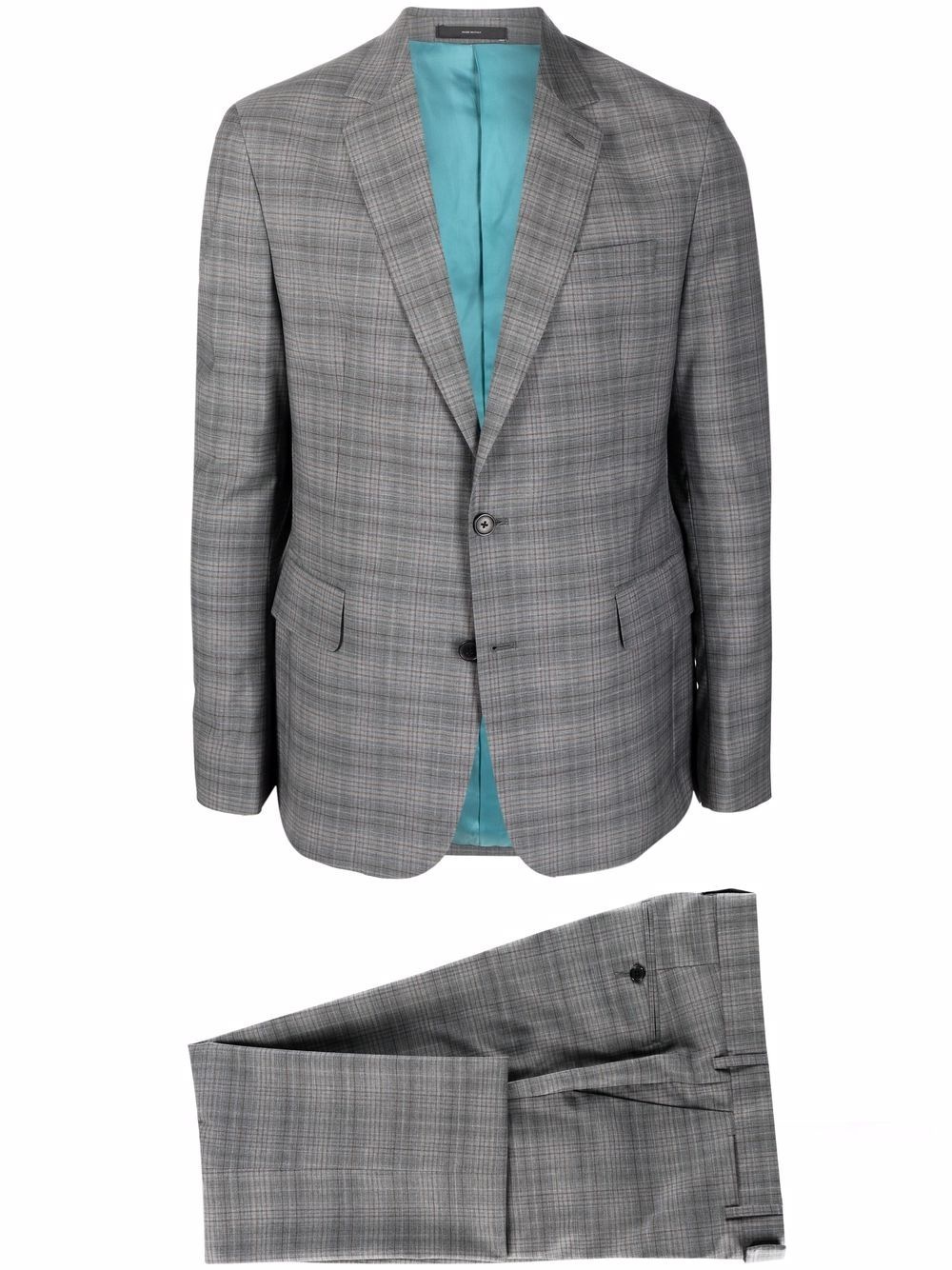 check-print single-breasted suit - 1