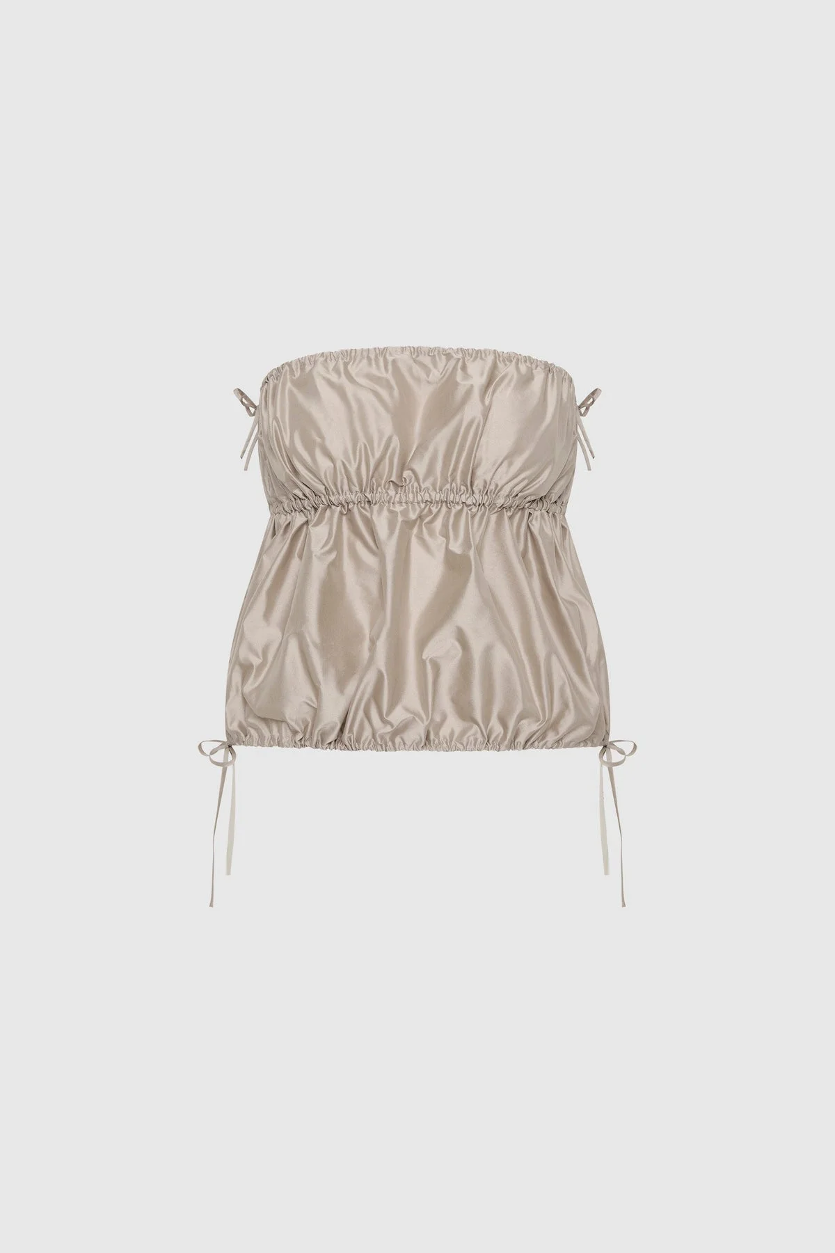 Paper Taffeta Strapless Drawstring Top - Fog - 1