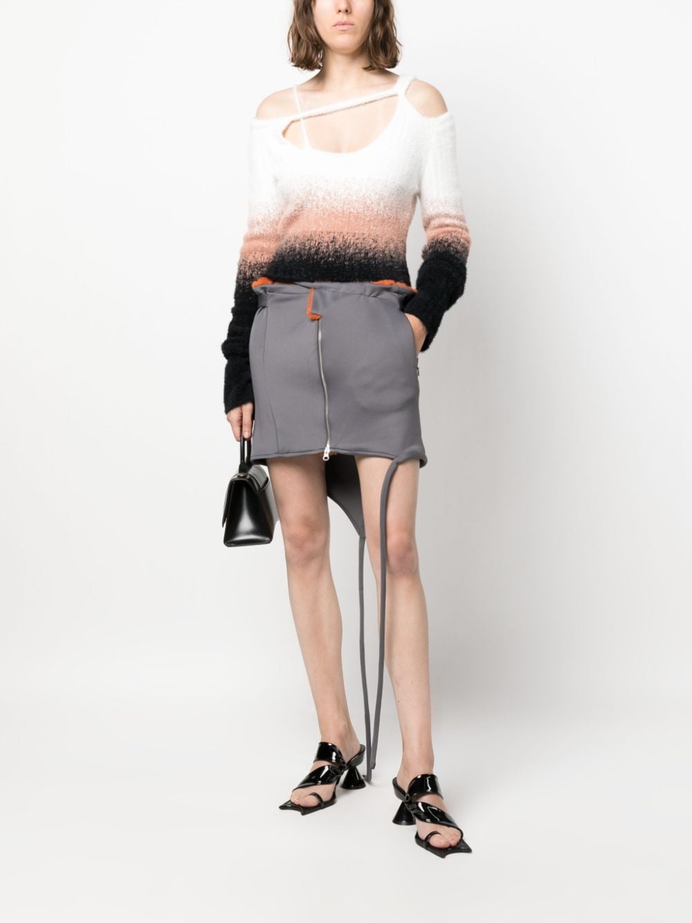 asymmetric-hem zip-up miniskirt - 2