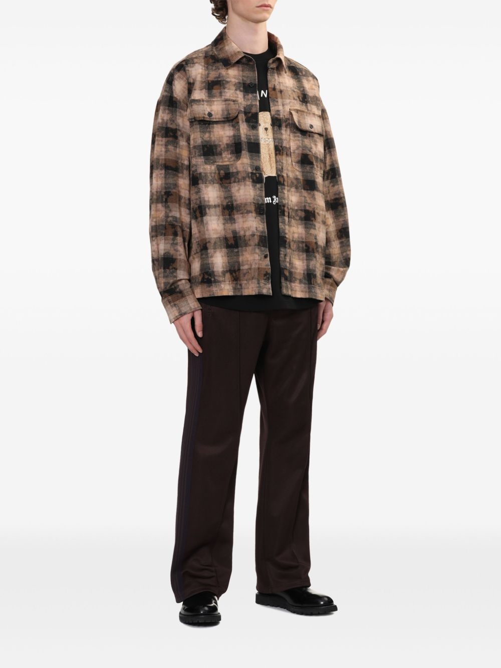 logo-print checked shirt - 2