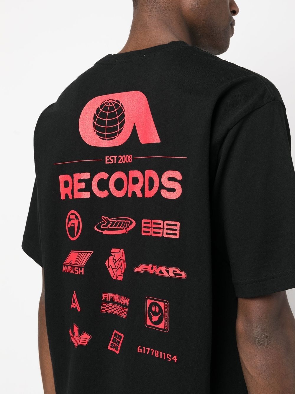 Records-print cotton T-shirt - 6
