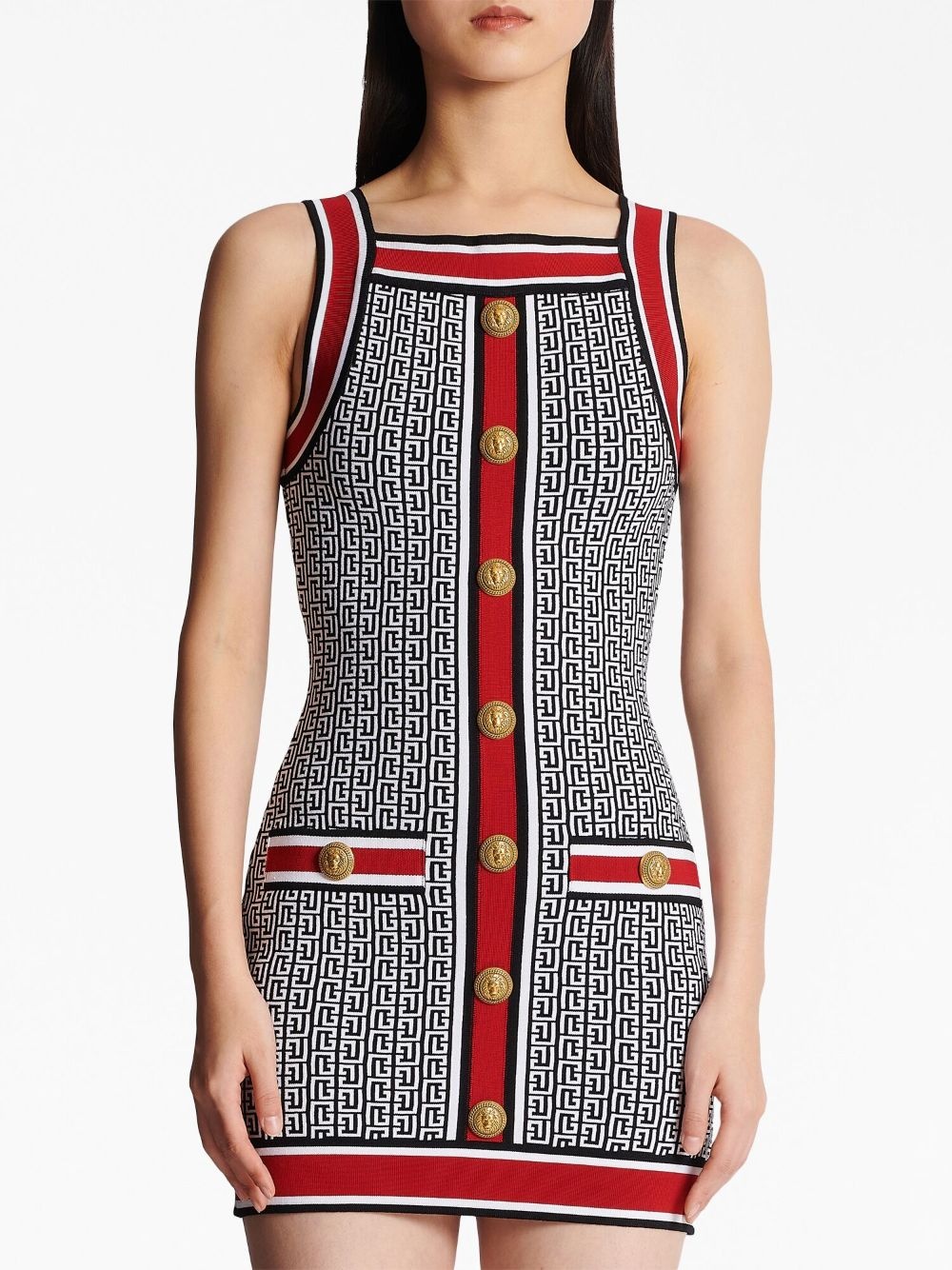 button-embellished monogram minidress - 4