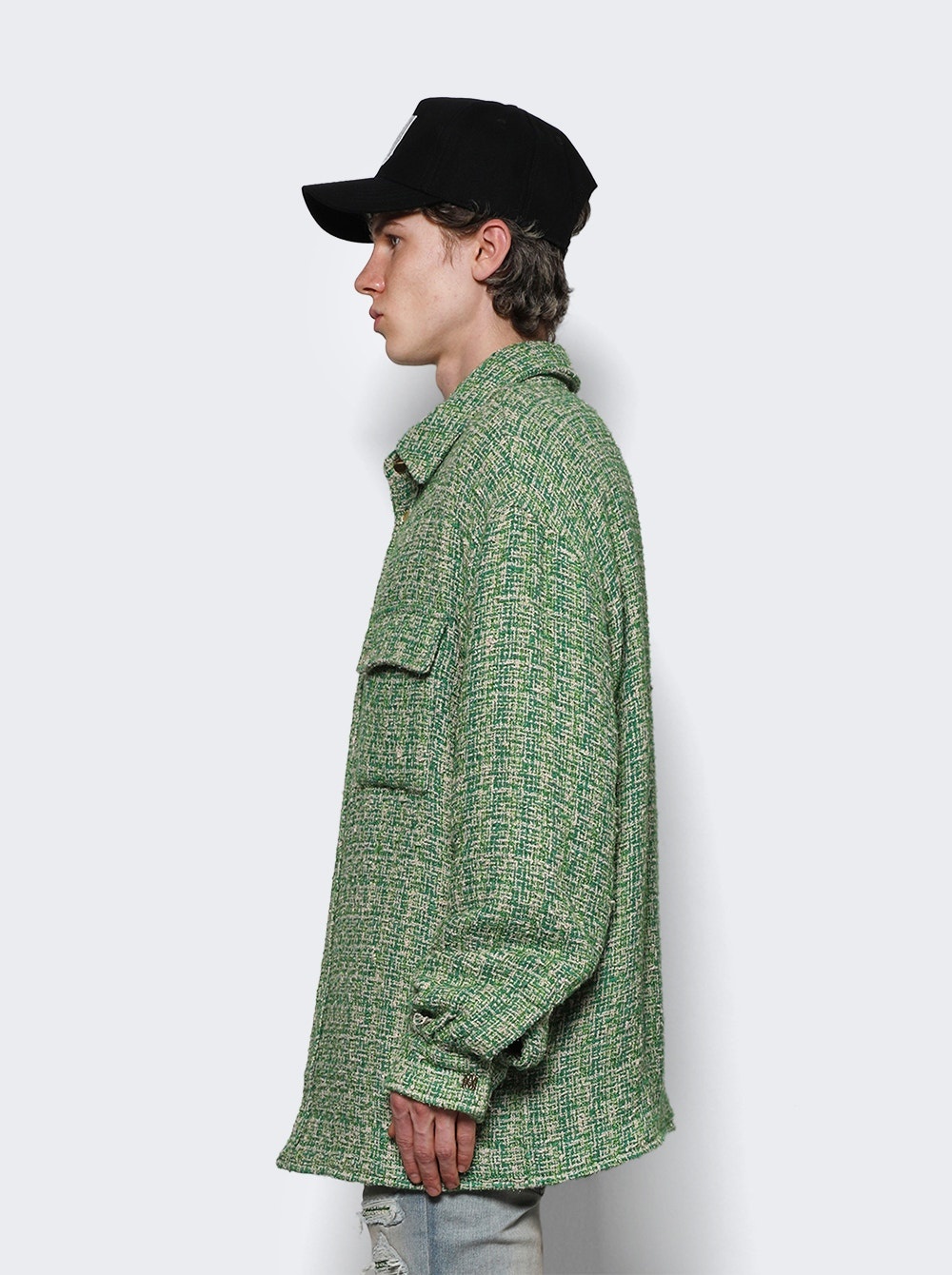 Boucle Padded Overshirt Palm Green - 4