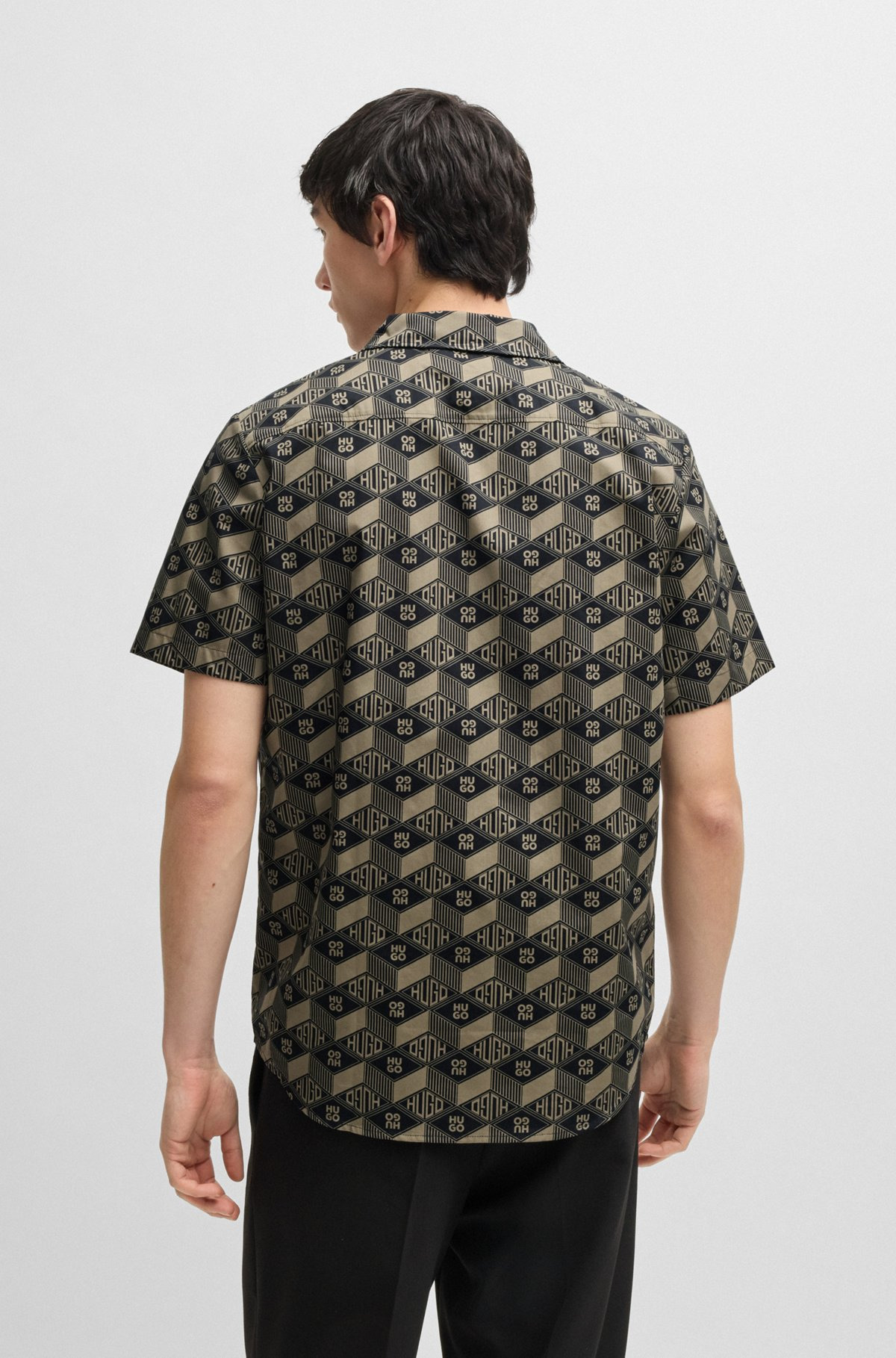 RELAXED-FIT SHIRT IN COTTON WITH GEOMETRIC-LOGO PRINT - 5