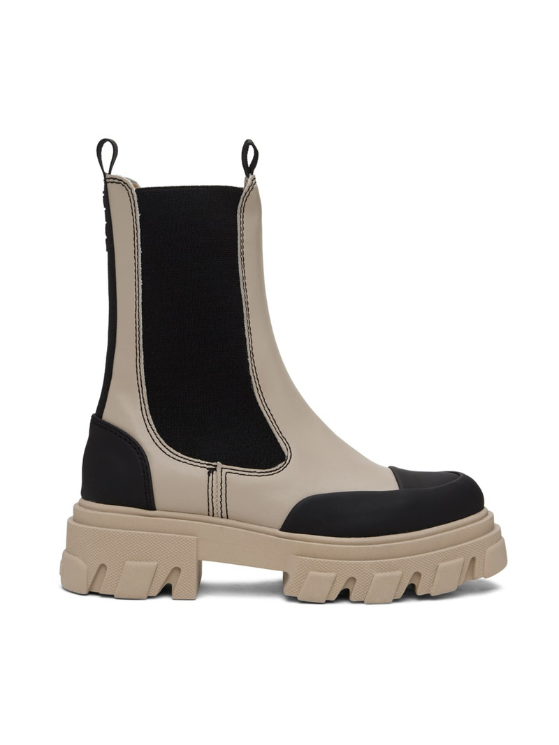 Taupe Cleated Mid Chelsea Boots 1