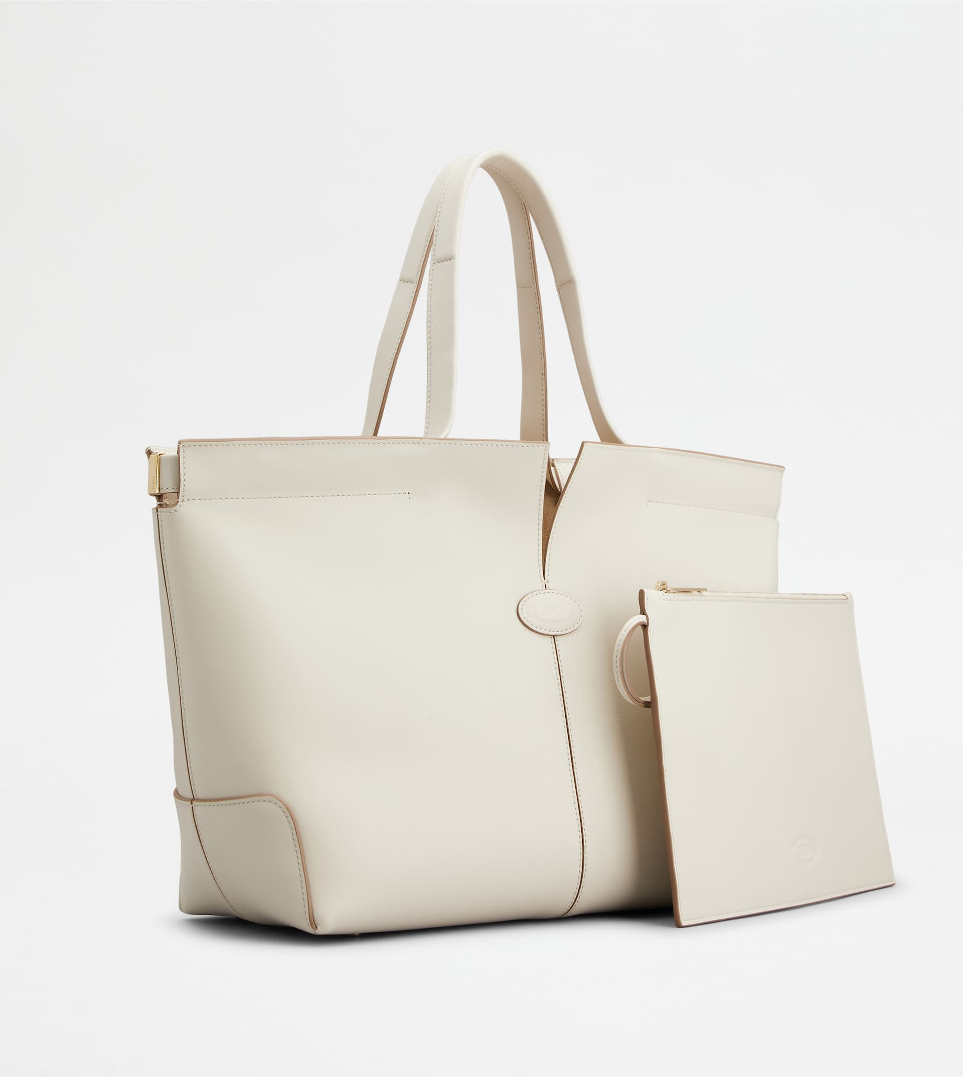 TOD'S DI BAG FOLIO IN LEATHER MEDIUM-SMALL - WHITE - 3