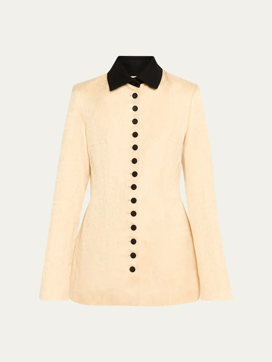 Row Row Row Your Buttons Jacquard Jacket - 1