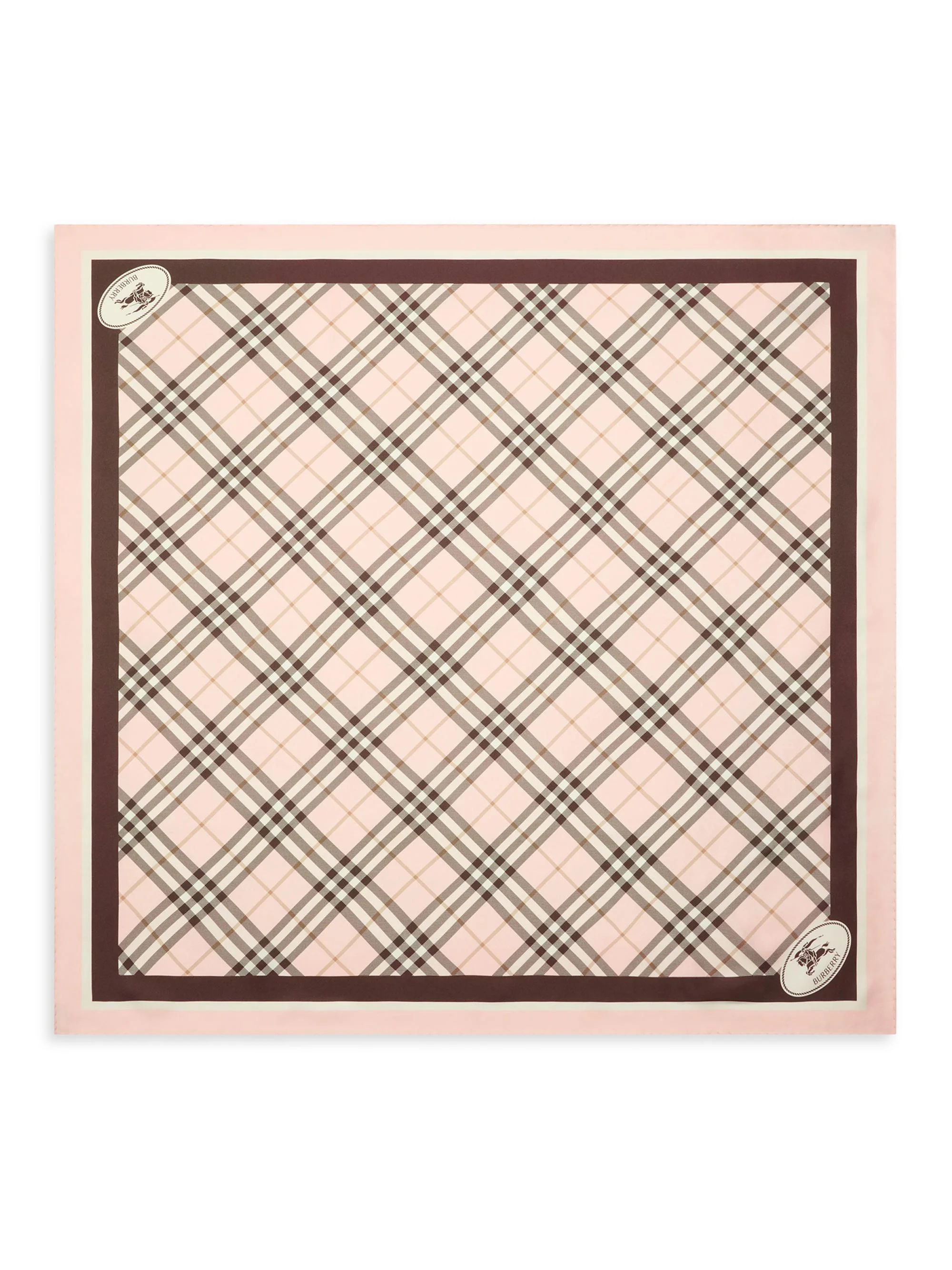 Women's Check Knight Stamp Silk Scarf - Bow Pink - 1