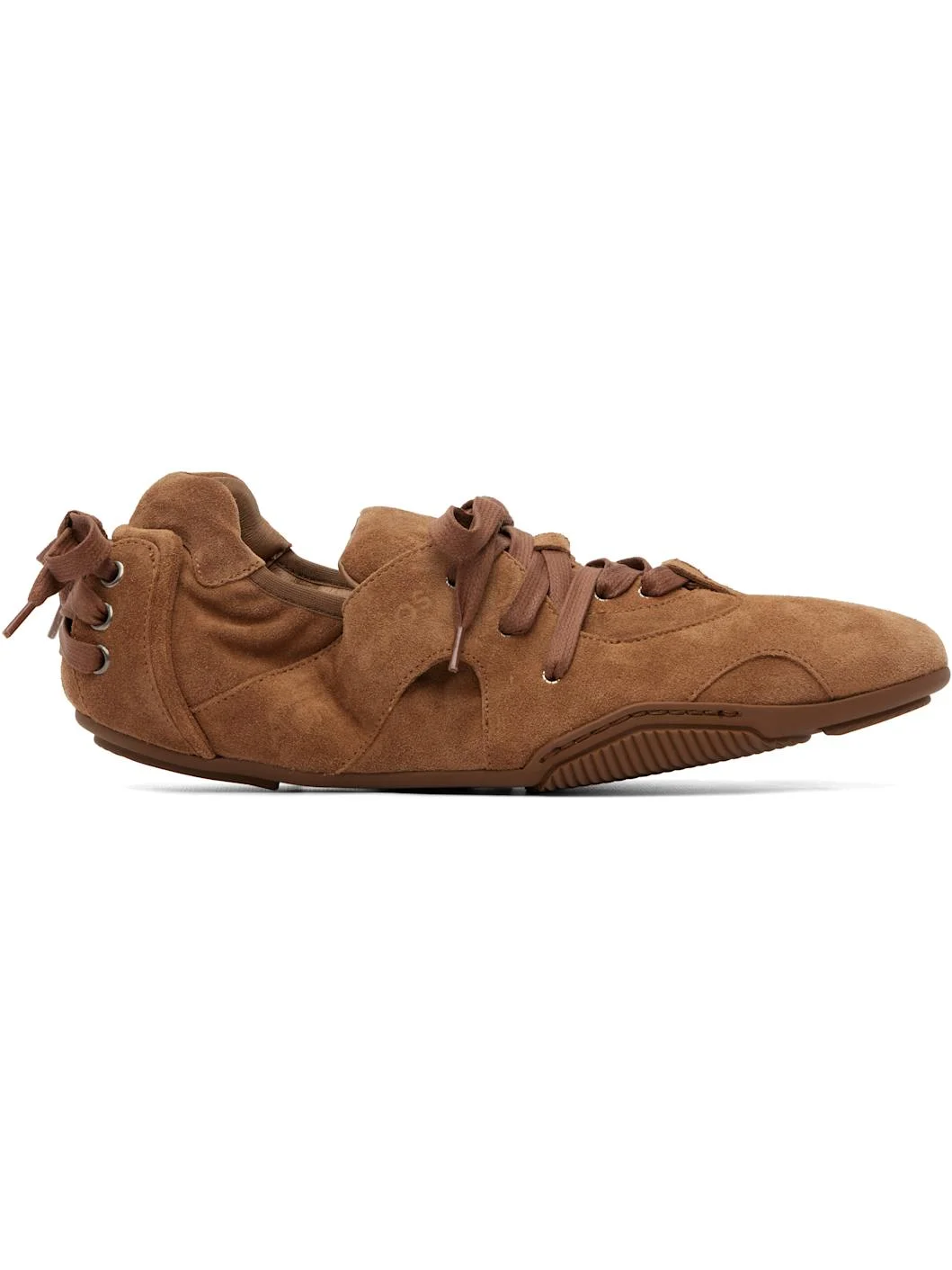 Brown Lace-Up Suede Sneakers - 1