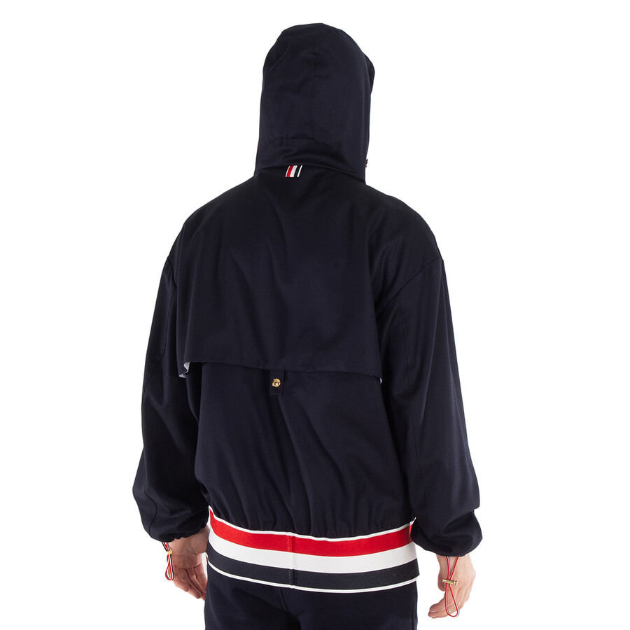 Thom Browne Navy Wool Oversized Anorak - 4
