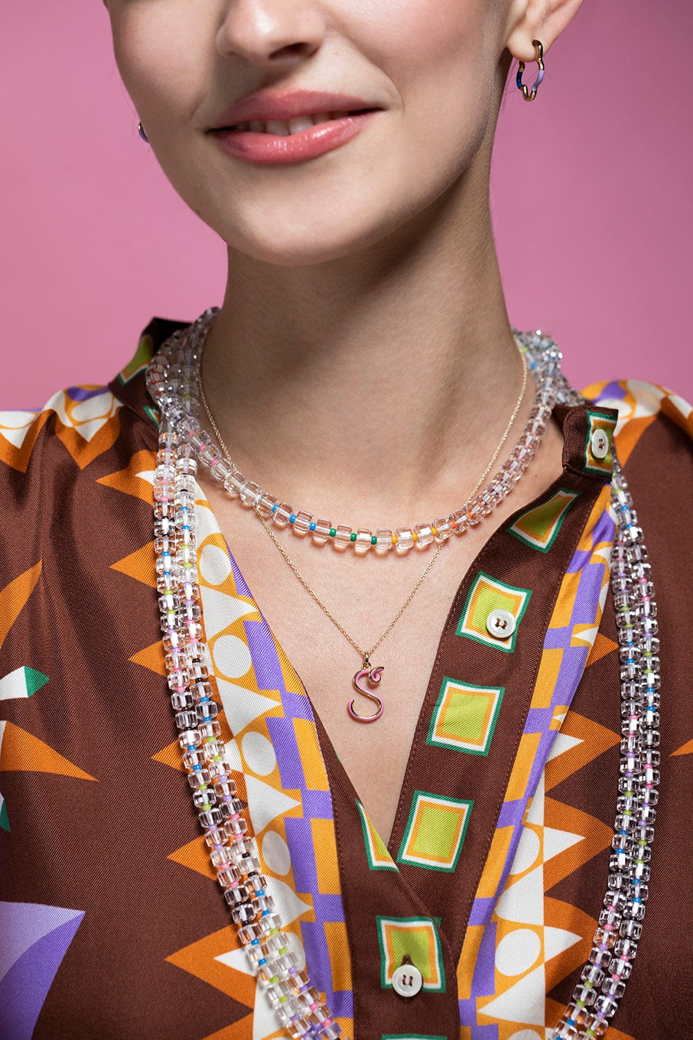 A-Z Multicolor Enamel Necklace - 5