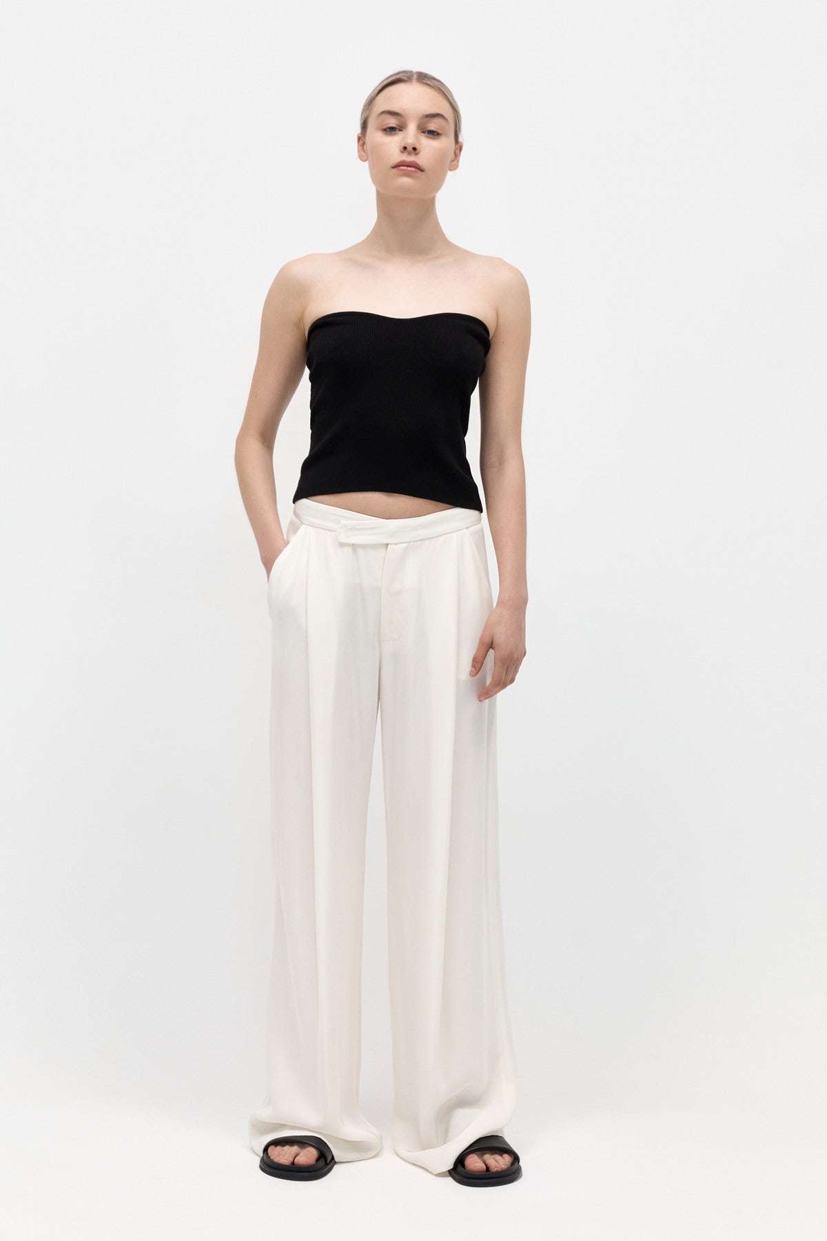 Overlap Waist Trousers - Cool White - 1