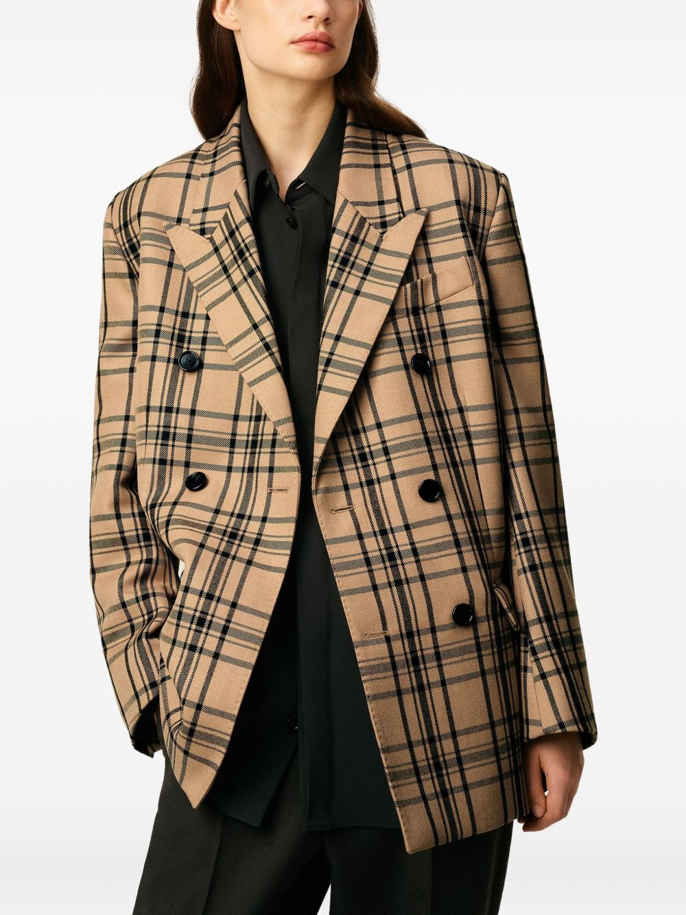 checked double-breasted blazer - 5