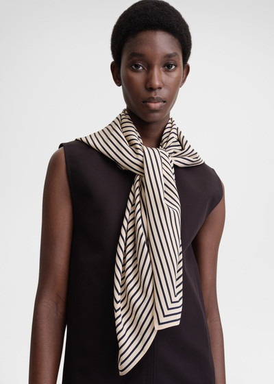 Totême Signature monogram silk blanket scarf creme outlook