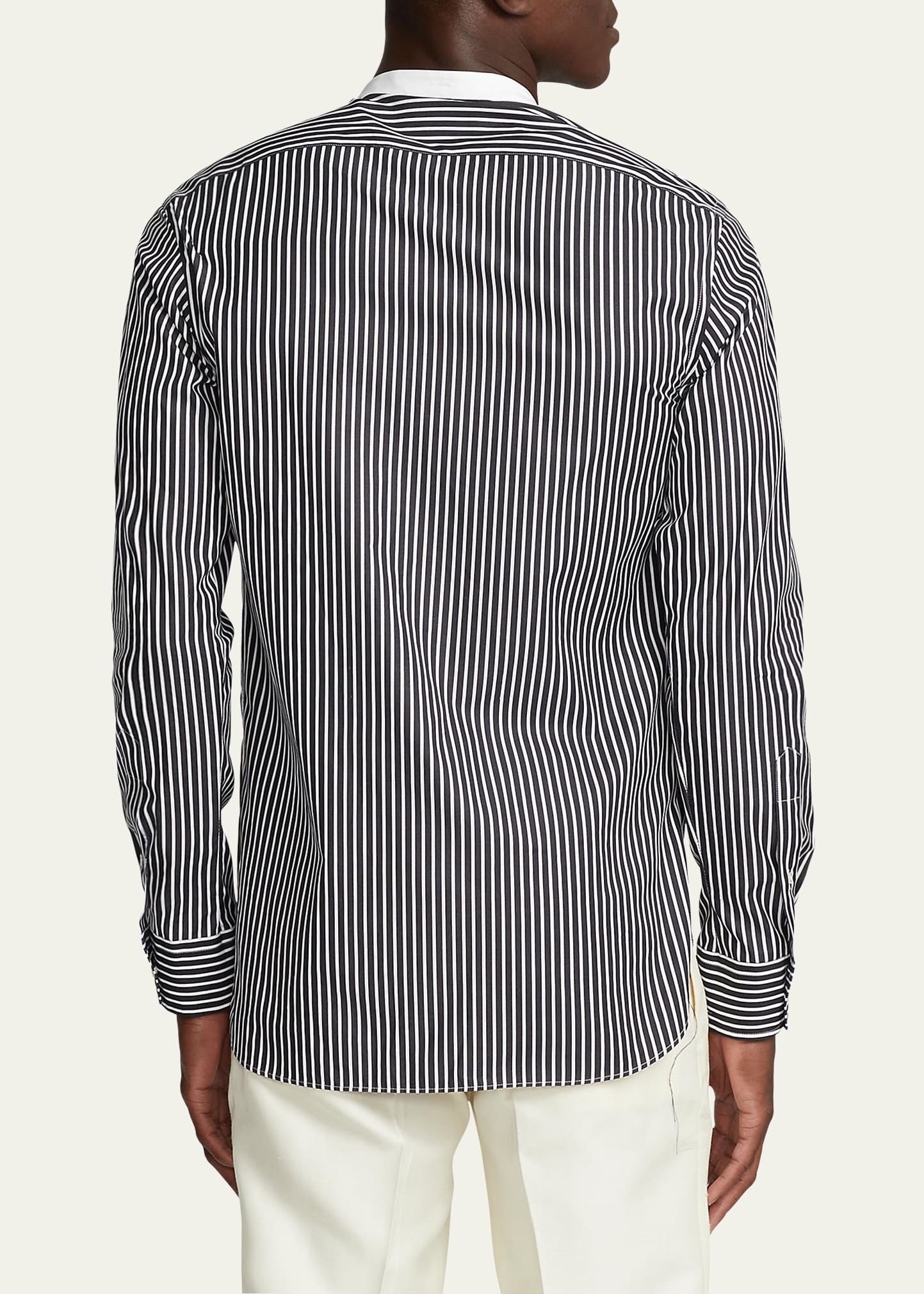 Men's Striped Band-Collar Sport Shirt - 3