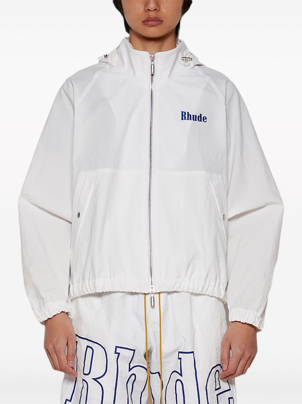 logo-print hooded track jacket - 3