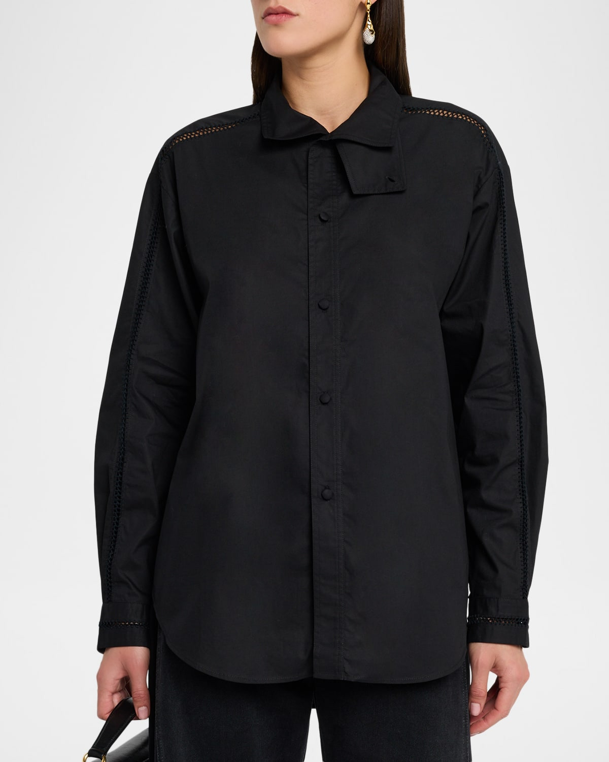 Tab Embroidered Cotton Poplin Shirt - 4
