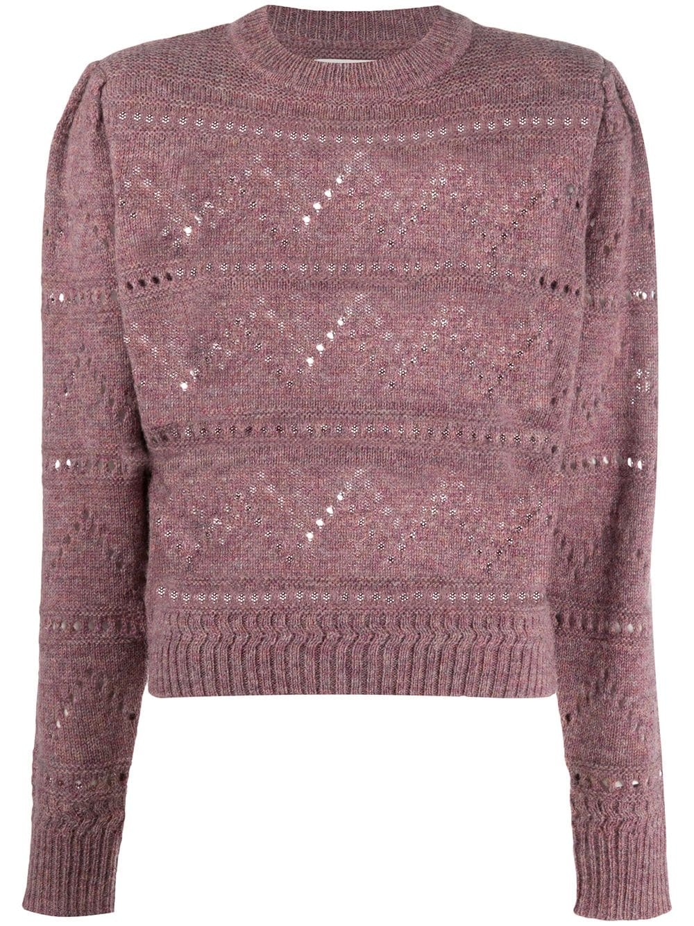 open knit crew neck jumper - 1