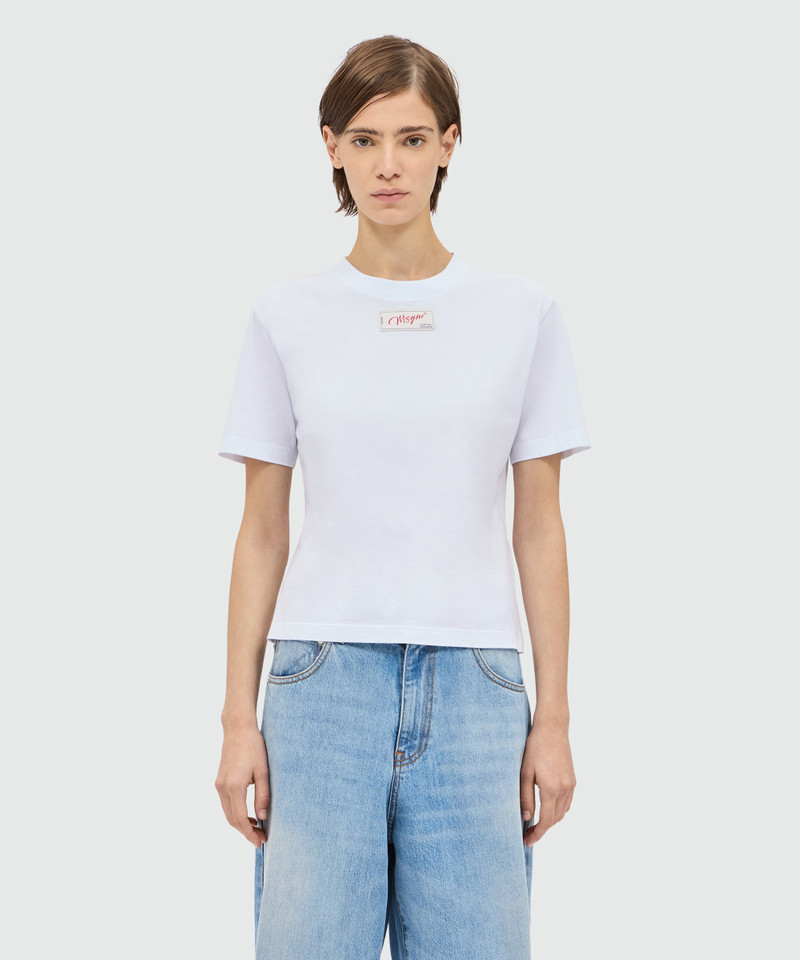 MSGM White jersey T-shirt with MSGM detail. outlook