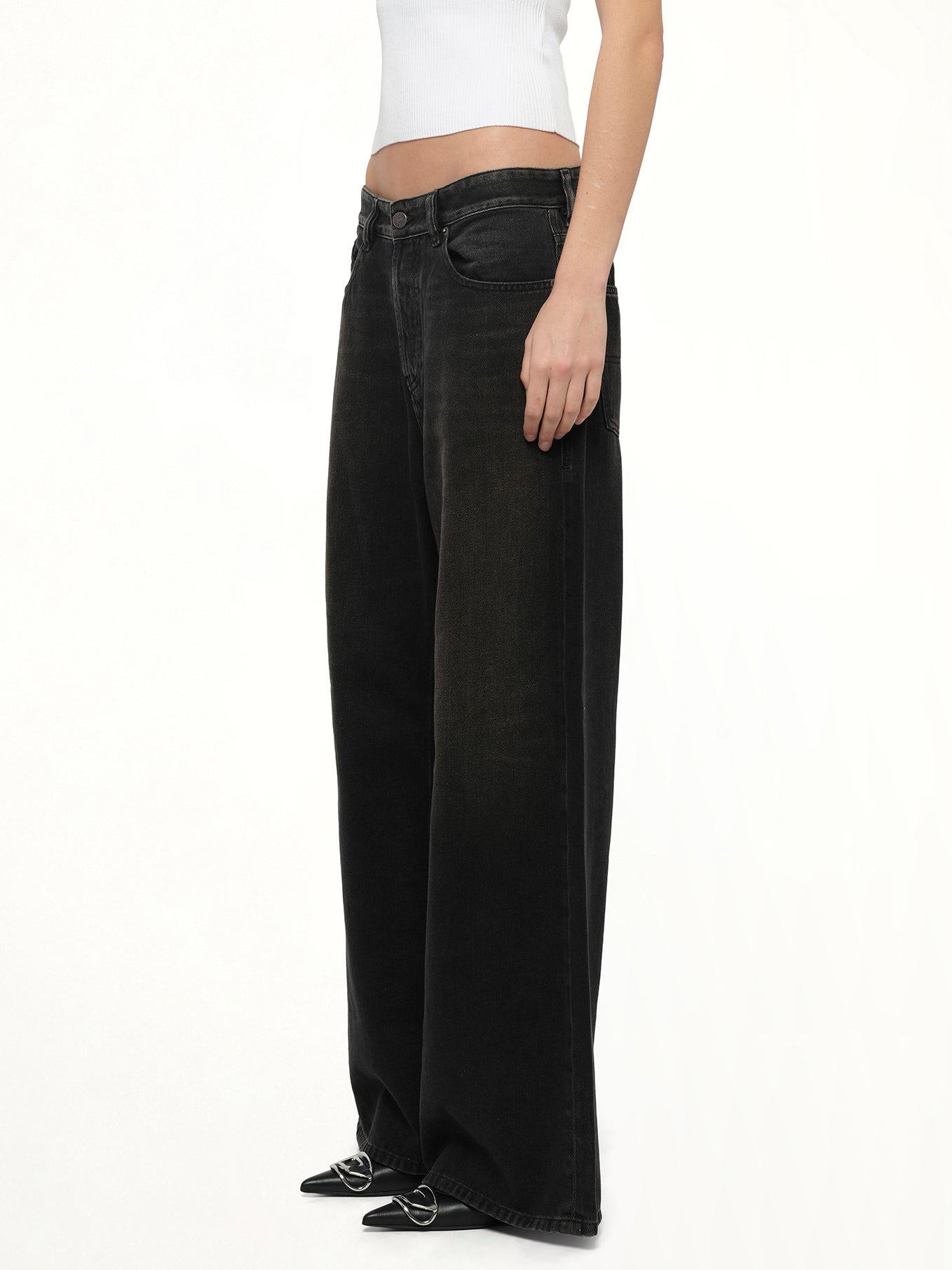 1996 D-SIRE Wide Jeans in Black/Dark Grey - 3