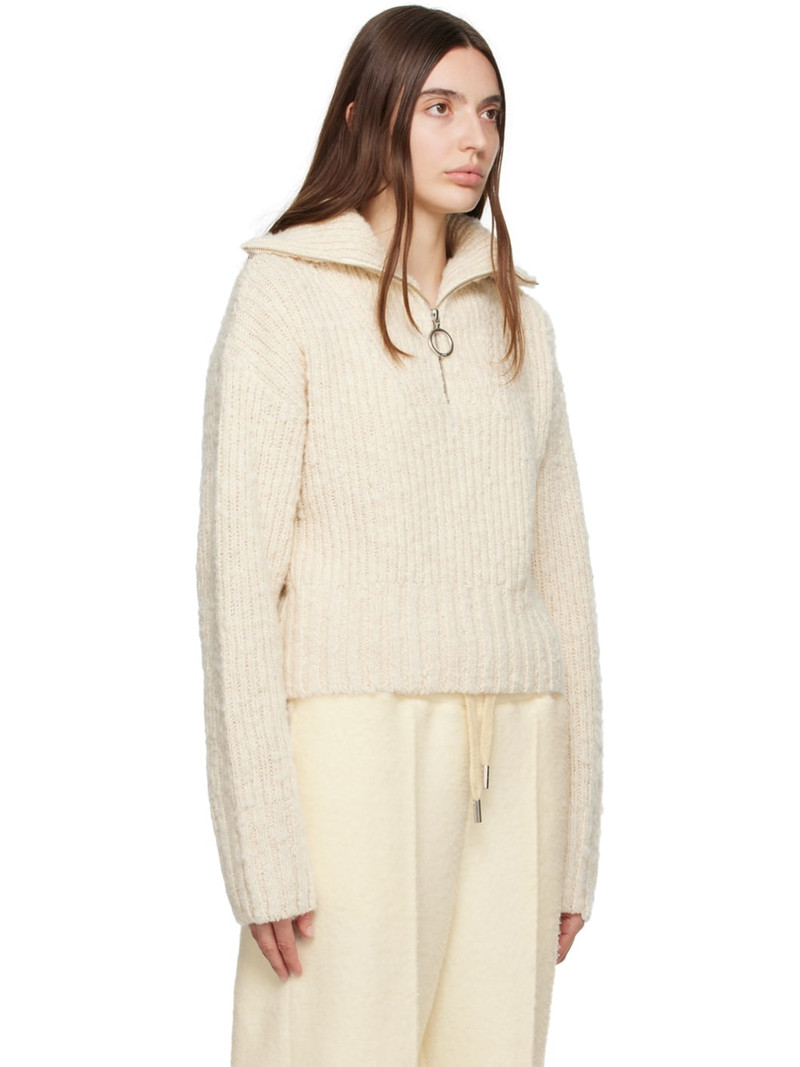 Beige Zip-Up Sweater 2