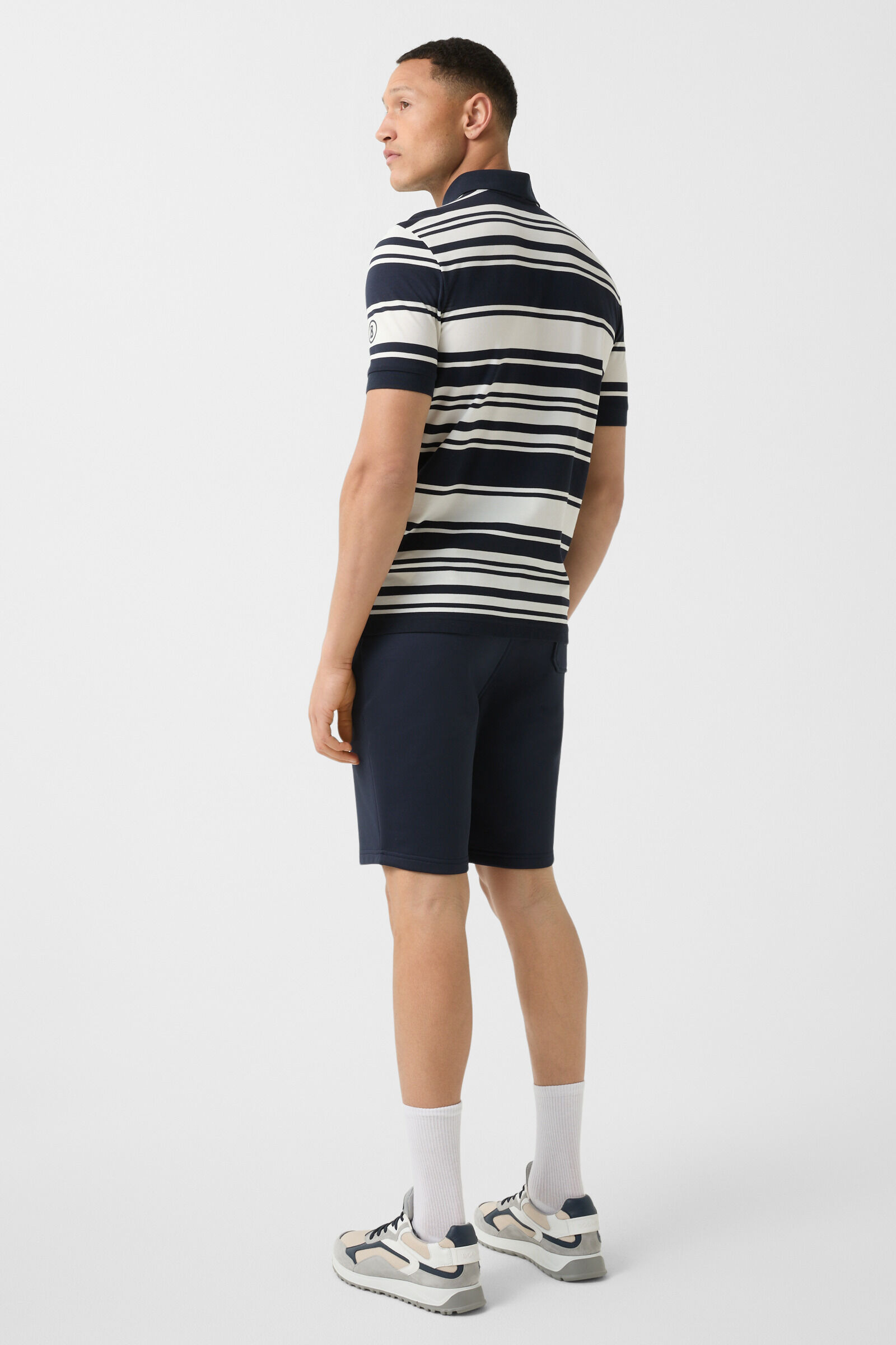 Flip functional short-sleeved top in Navy blue/white - 3