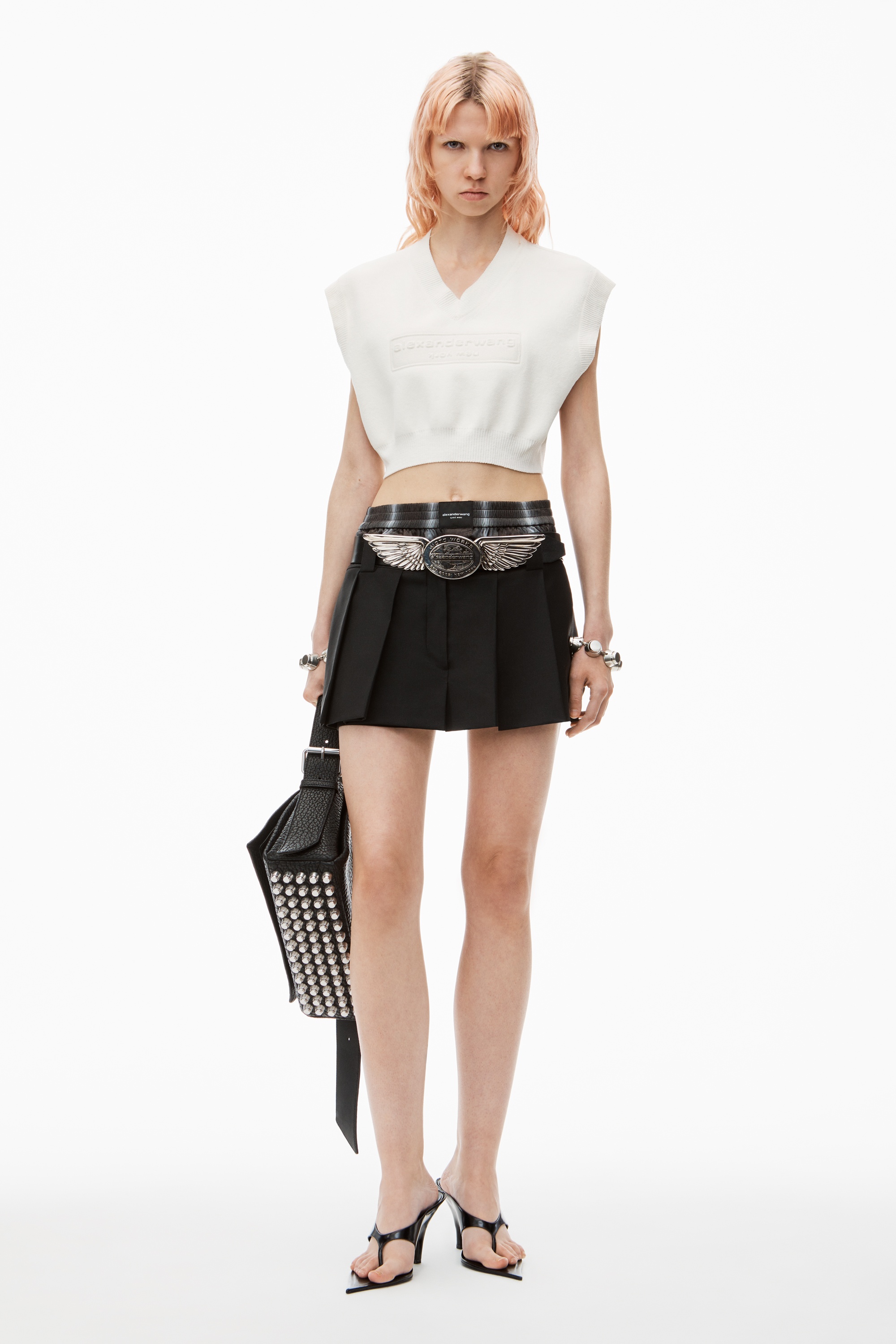 Logo Embossed Cropped Vest in Soft Chenille - 6
