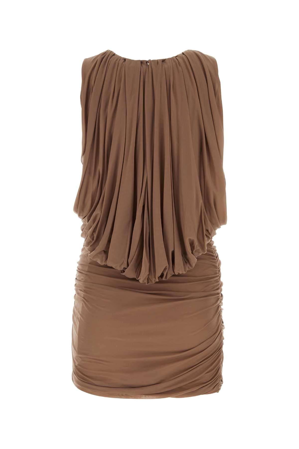 Saint Laurent Women Biscuit Cupro Mini Dress - 2