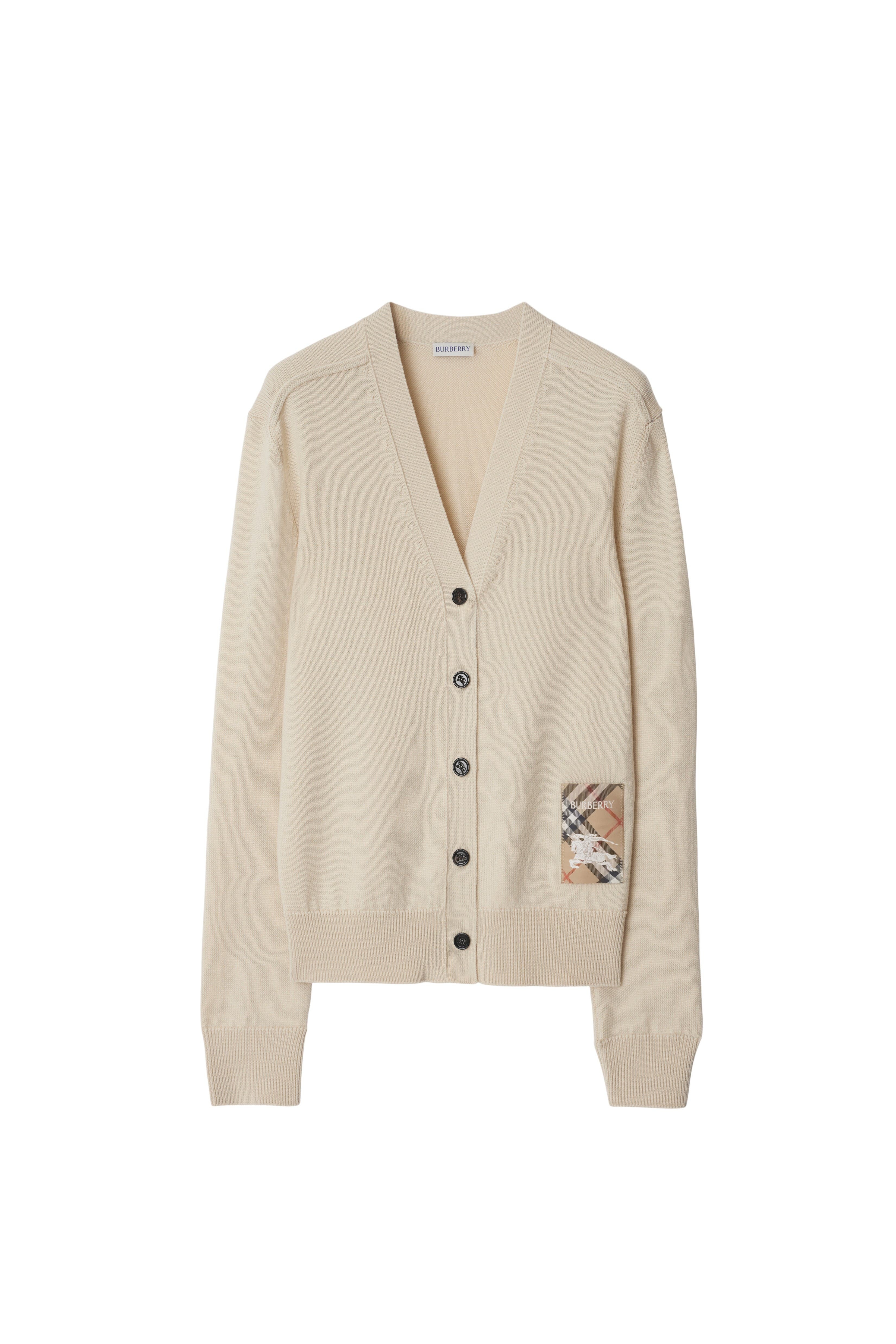 burberry Check Label Wool Cardigan in Nutmeg at Nordstrom - 3