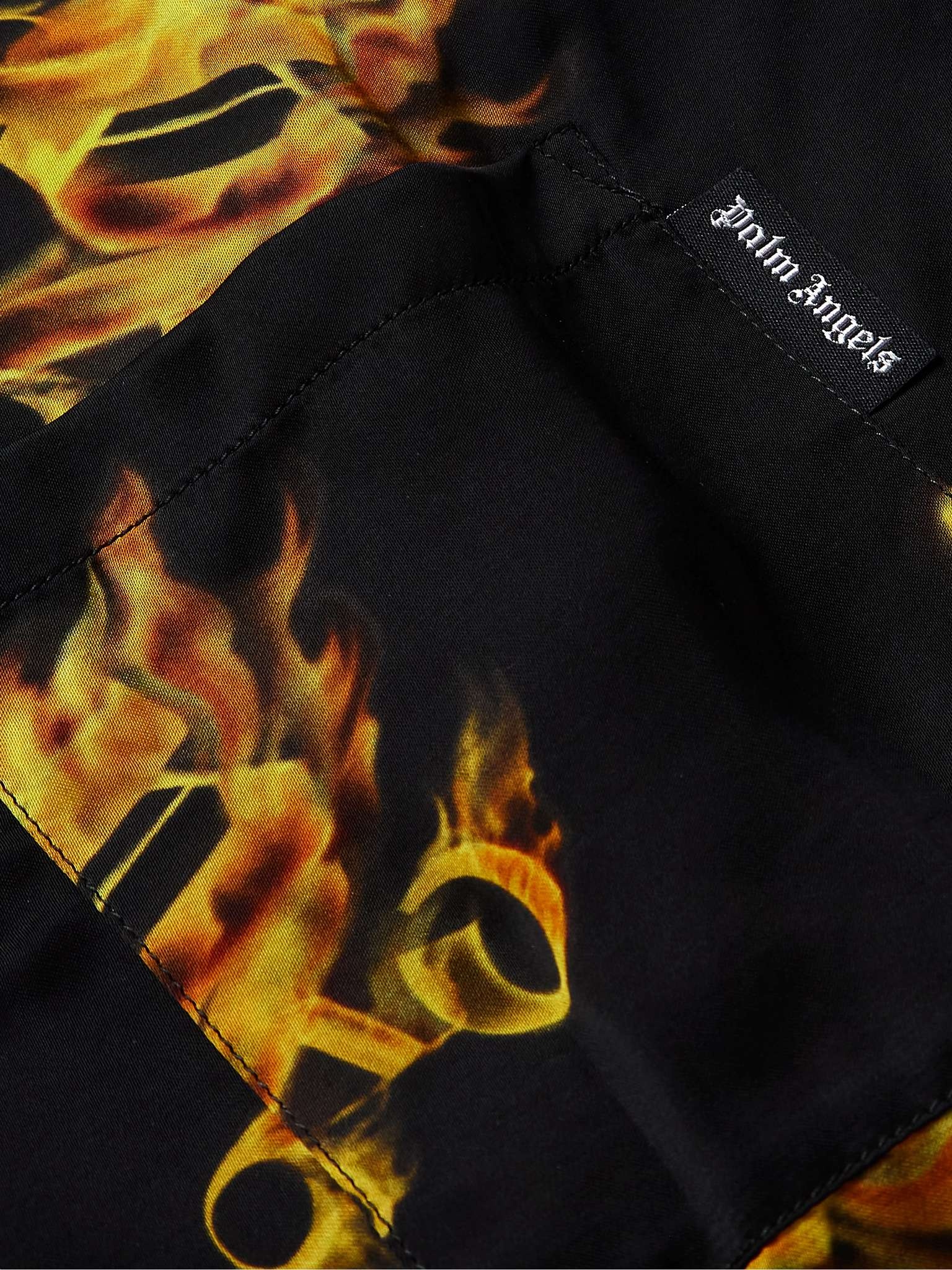 Burning Convertible-Collar Logo-Print Satin Shirt - 4