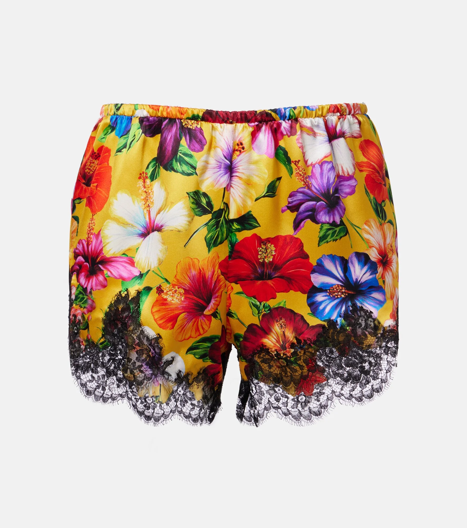 Floral silk-blend satin shorts - 1