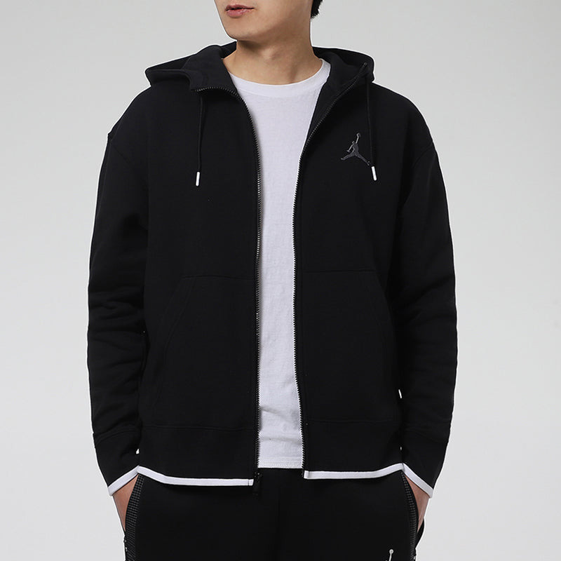 Air Jordan MENS Logo Print Fleeced Sports Hooded Jacket Black CV2356-010 - 6