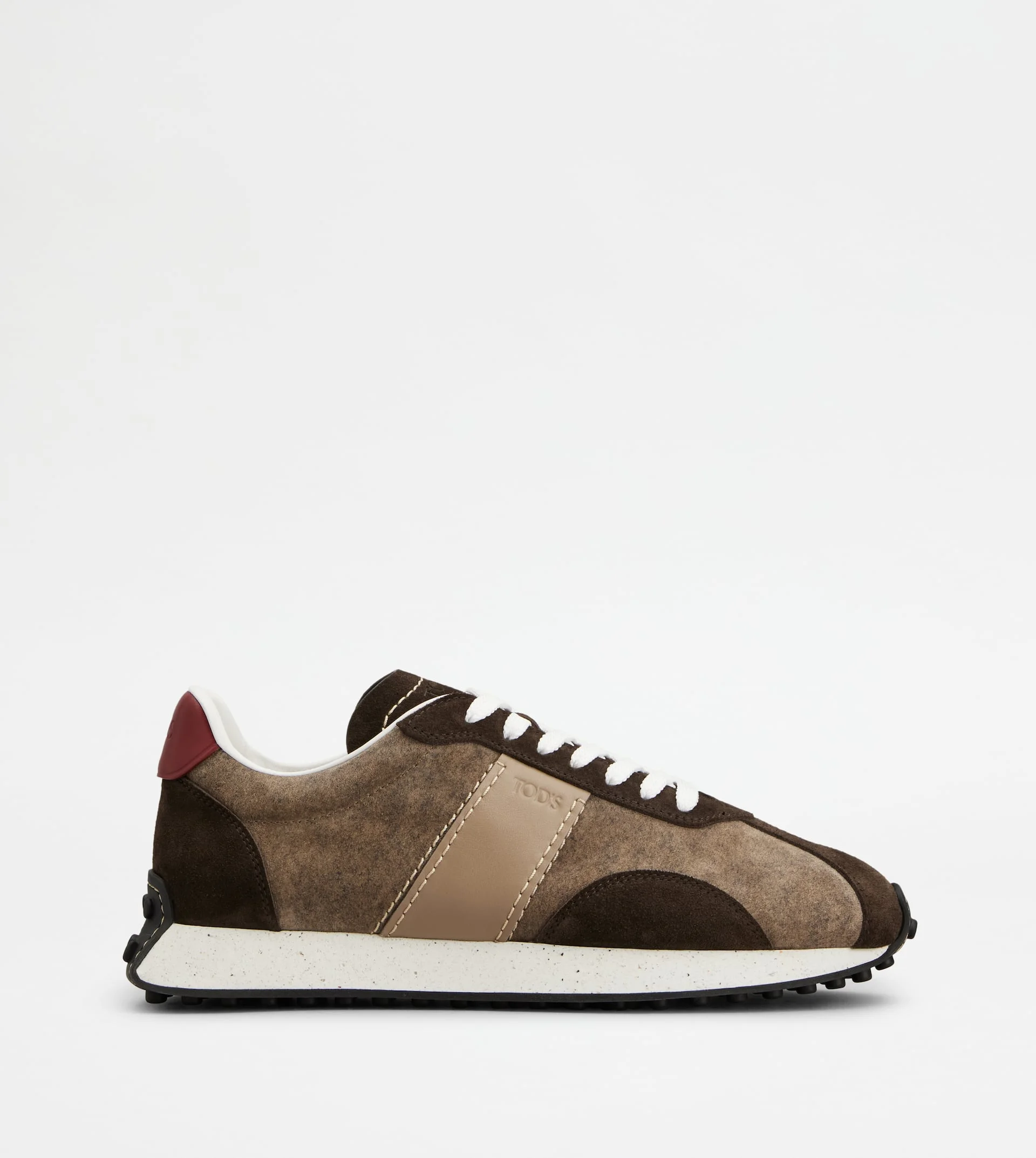 T VINTAGE SNEAKERS IN SUEDE AND TECHNICAL FABRIC - BROWN, BURGUNDY - 1